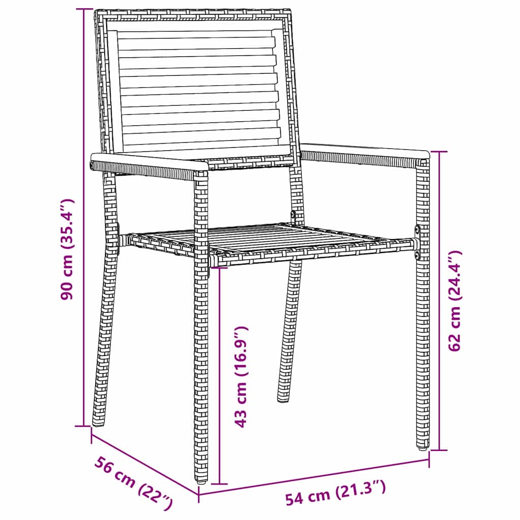 Sedie impilabili da giardino 4 pcs Marrone e Nero | homemem39