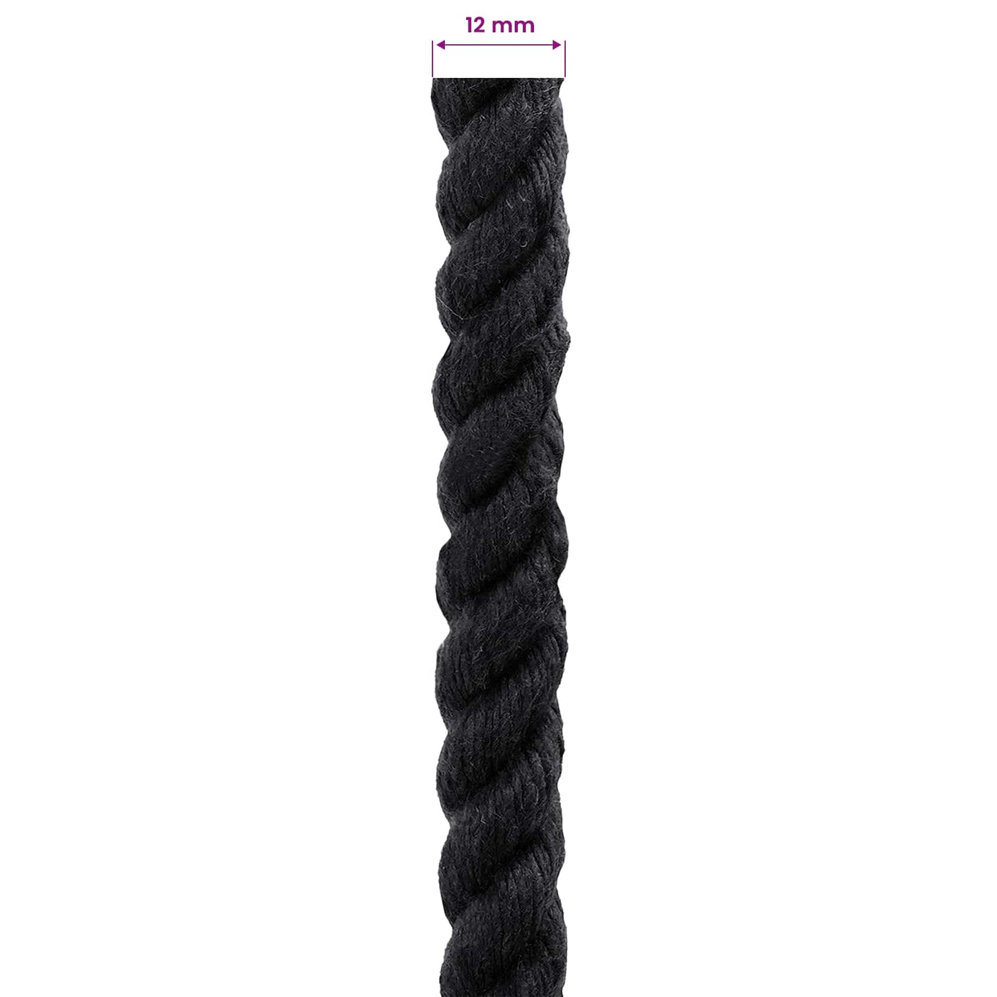Corda Nero 1,2 x 1,2 x 2500 cm Cotone | homemem39