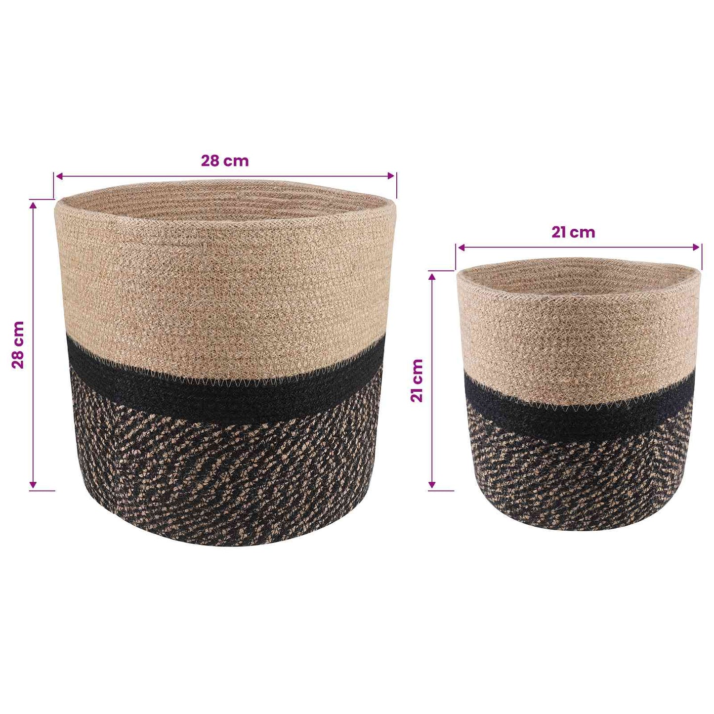 Set di Vasi per Piante 2 pcs Naturale e Nero Ø 28 x 28 cm | homemem39