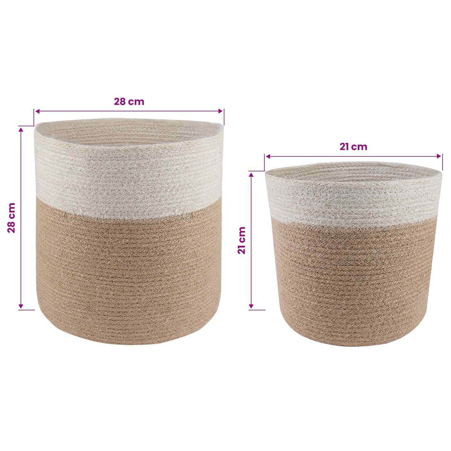 Set di Vasi per Piante 2 pcs Naturale e Bianco Ø 28 x 28 cm