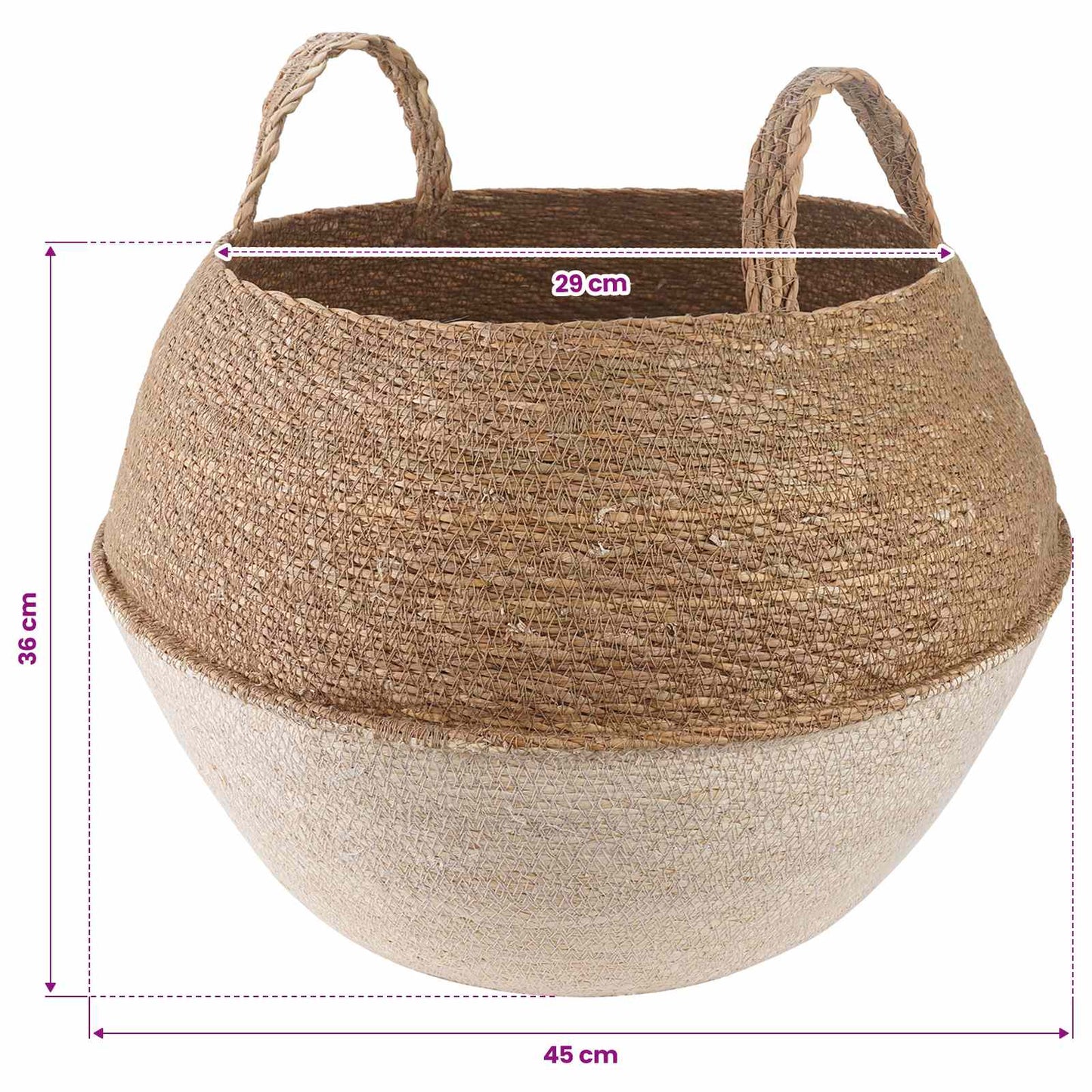 Vaso da fiori con manici Bianco Ø 45 x 36 cm 100% Erba marina | homemem39