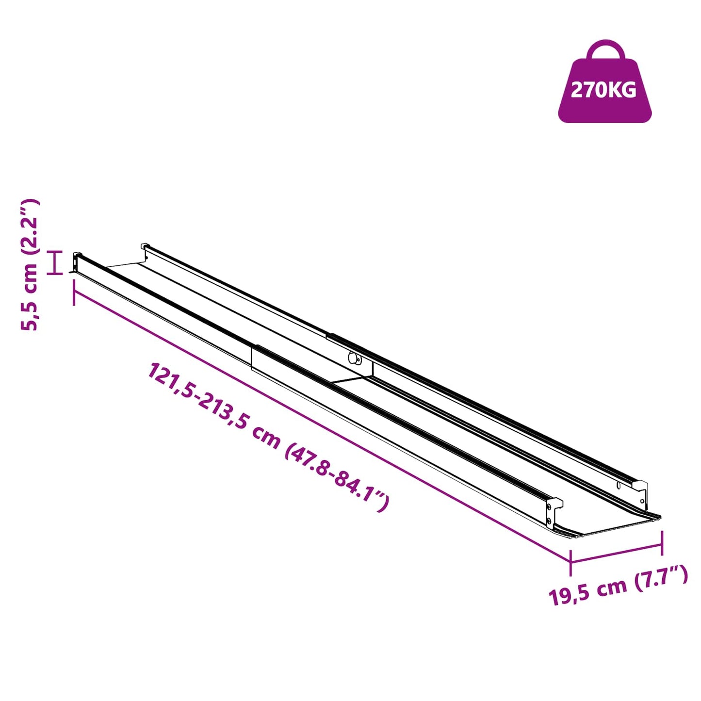 Rampa per Sedia a Rotelle 2 pcs Nero 213,5 x 19,5 x 5,5 cm