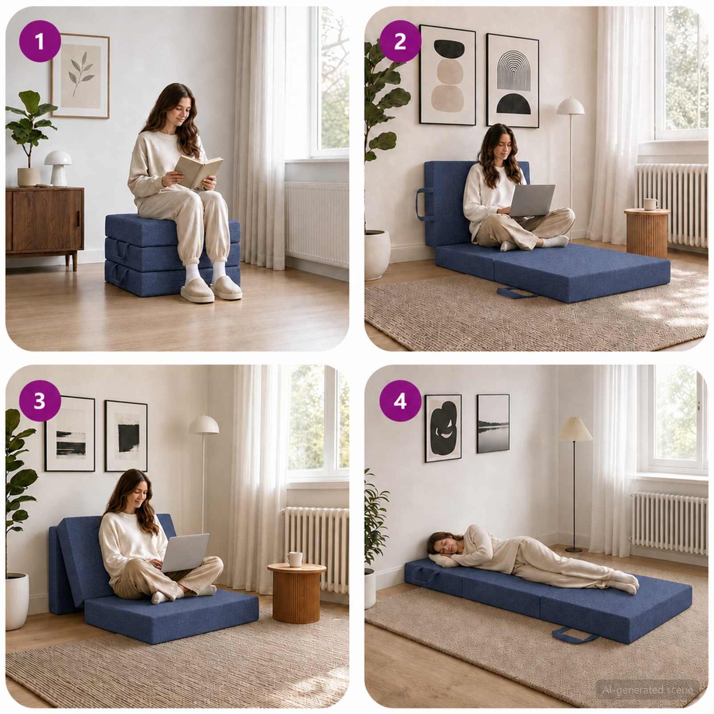 Divano Letto Pieghevole 75 x 67 x 45 cm Blu | homemem39