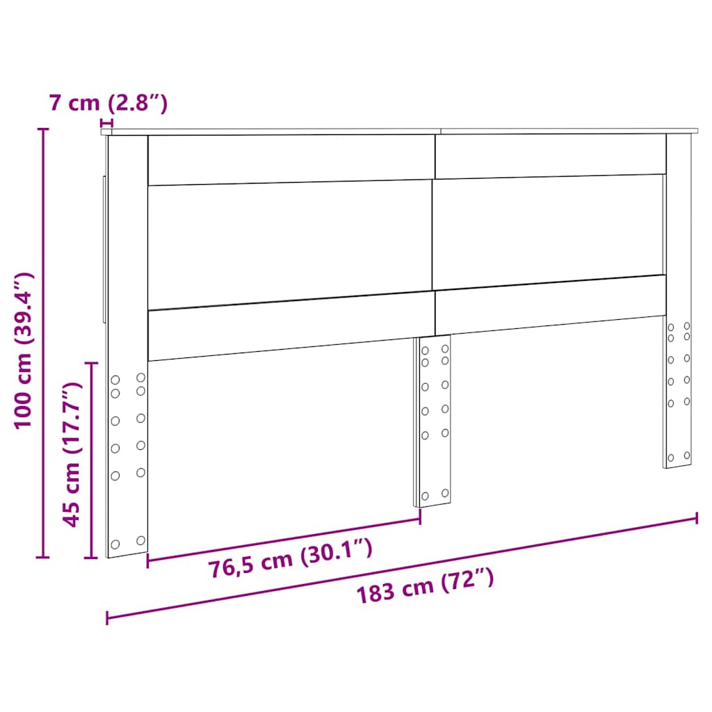 Testiera con testiera Bianco 180 cm Legno multistrato