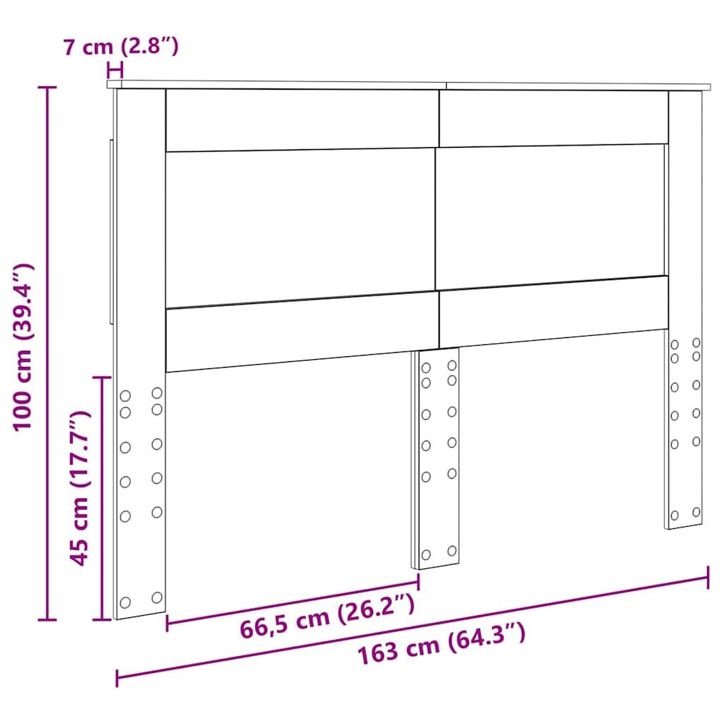 Testiera con testiera Grigio Sonoma 160 cm Legno multistrato