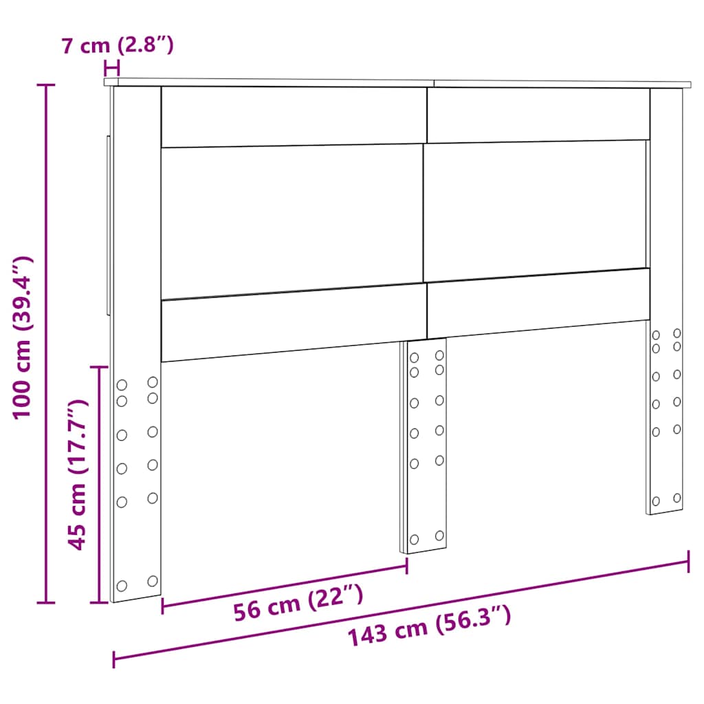 Testiera con testiera Grigio cemento 140 cm Legno multistrato