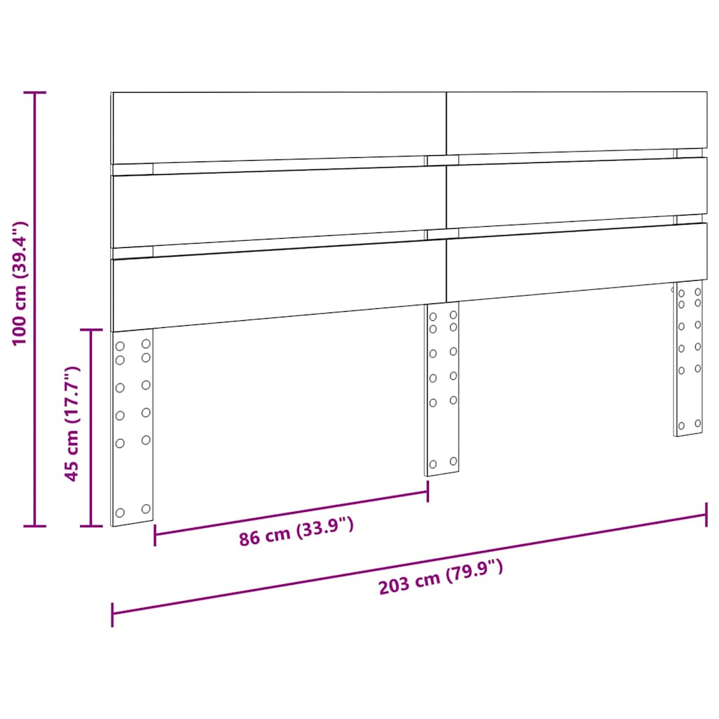 Testiera con testiera Grigio Sonoma 200 cm Legno multistrato
