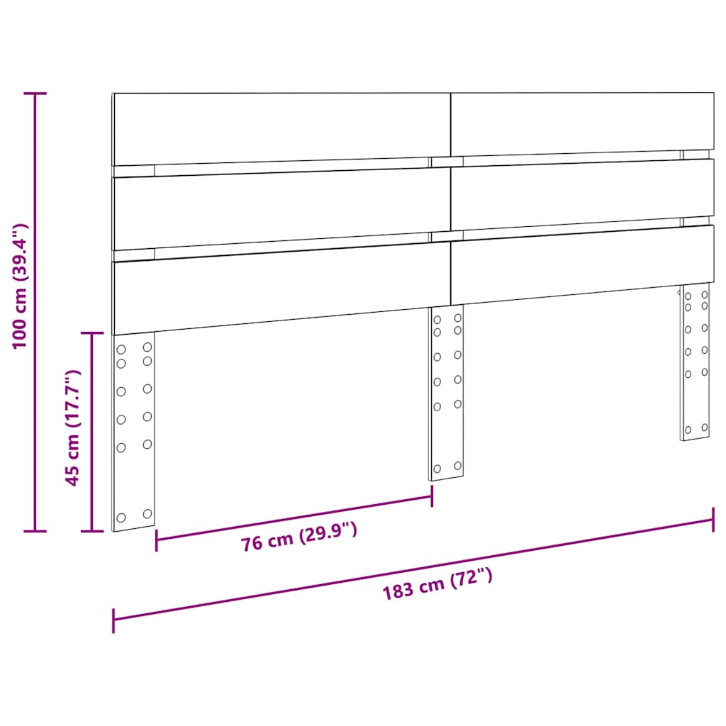Testiera con testiera Grigio cemento 180 cm Legno multistrato