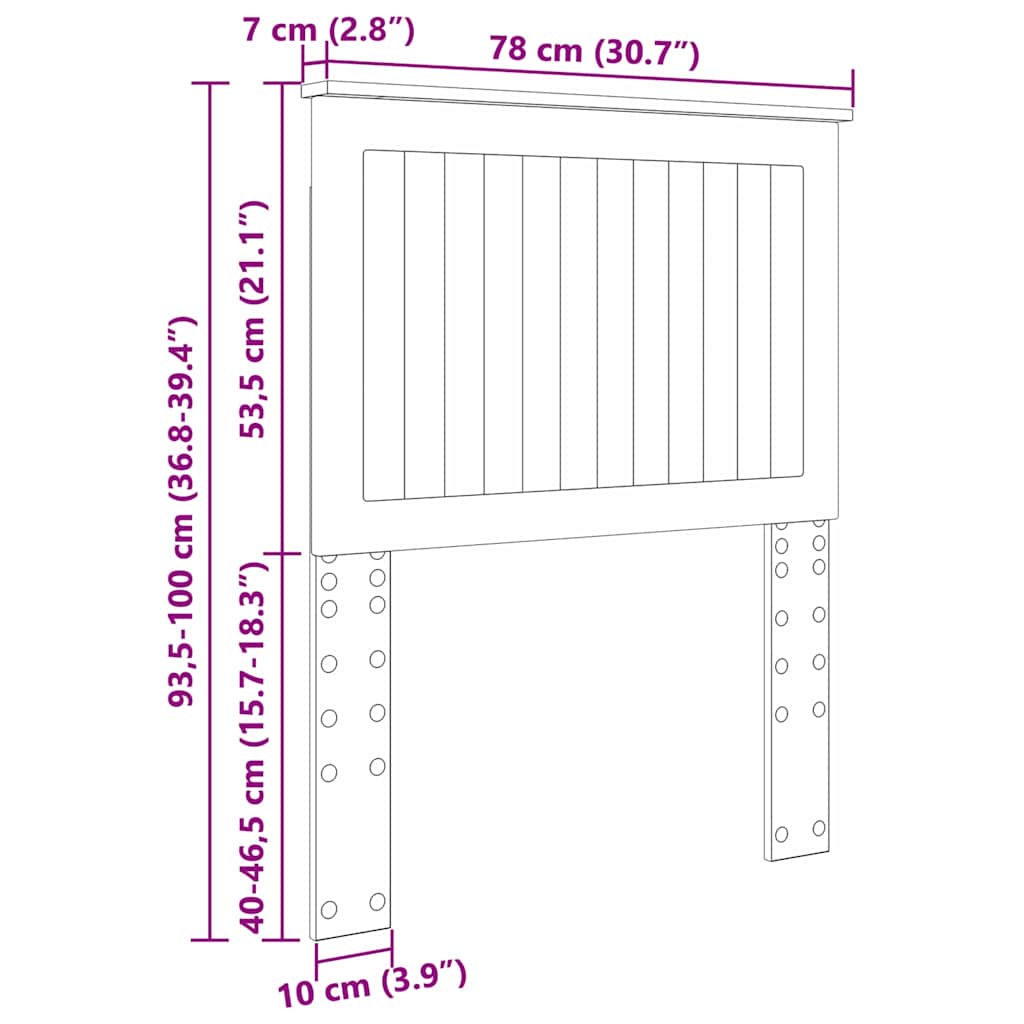 Testiera con testiera Bianco Lucido 75 cm Legno multistrato
