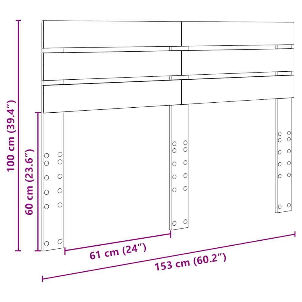Testiera con testiera Grigio Sonoma 150 cm Legno multistrato
