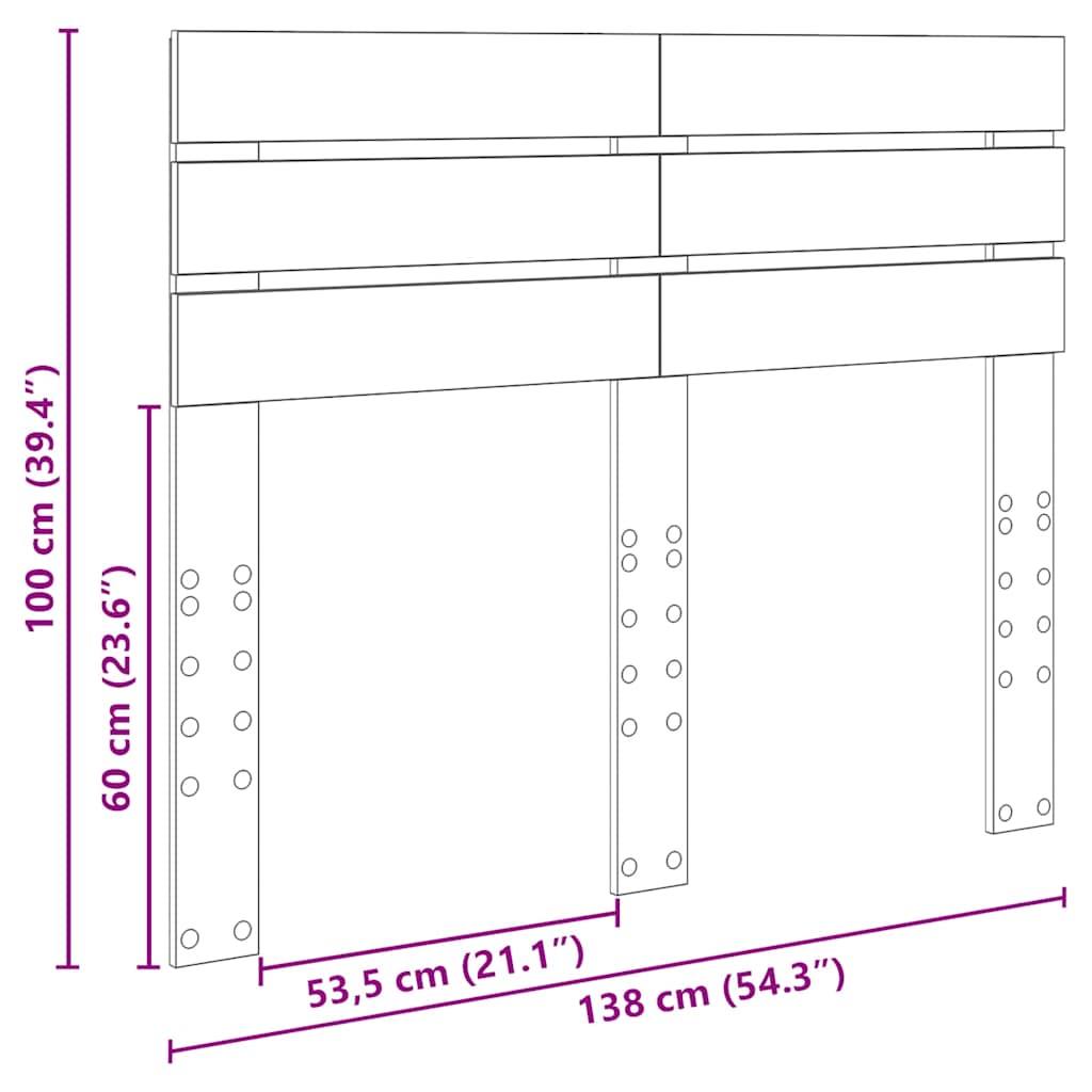 Testiera con testiera Rovere fumé 135 cm Legno multistrato