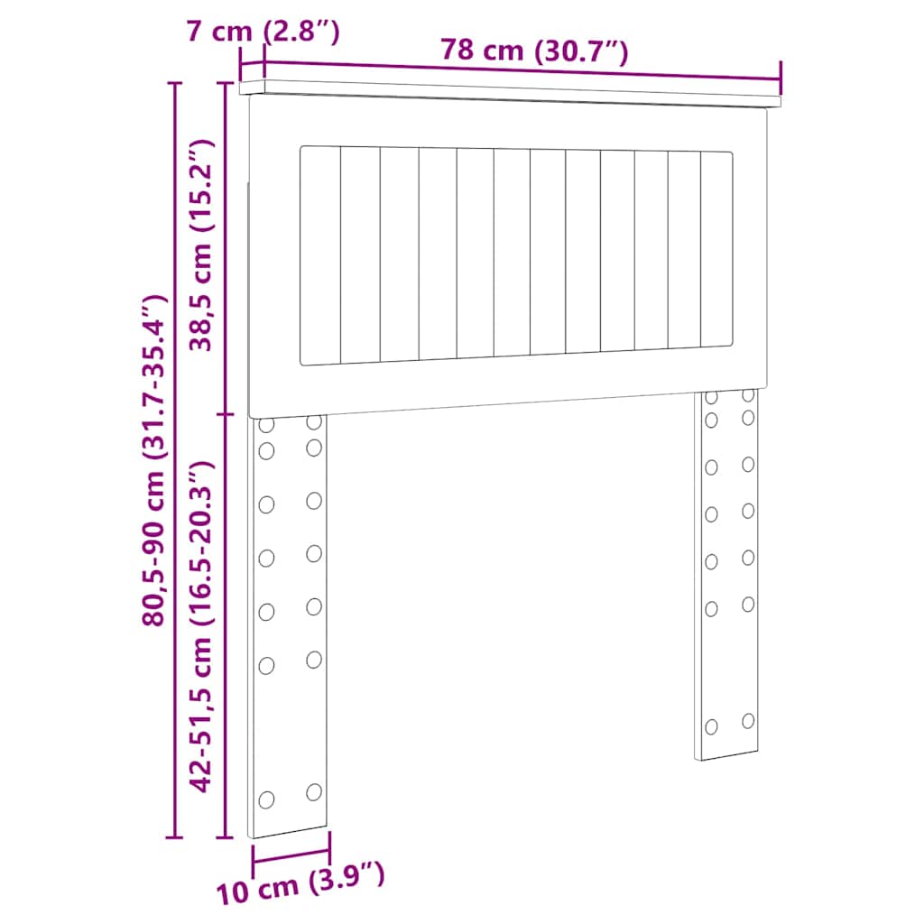 Testiera con testiera Bianco 75 cm Legno multistrato
