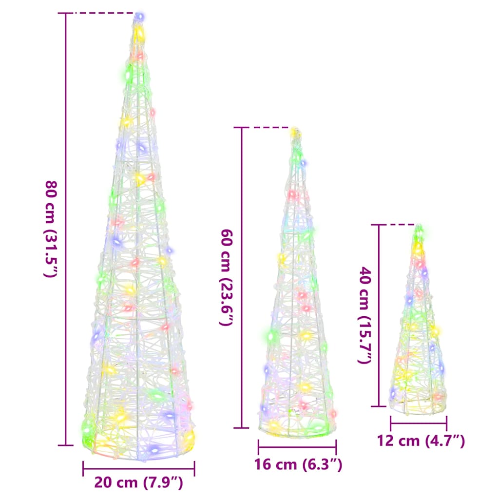 Albero di Natale 3 pcs Multicolore 20 x 20 x 80 cm Acrilico