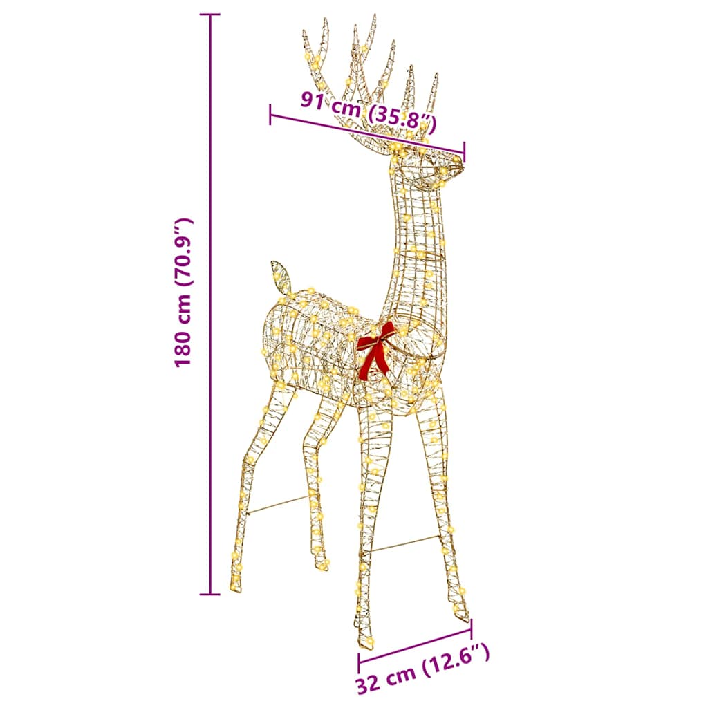 Renna 3D con 250 LED Bianco caldo 180 cm PET