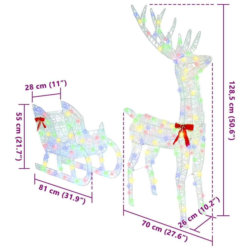 Slitta trainata da renna colorato 70 x 26 x 128.5 cm Acrilico