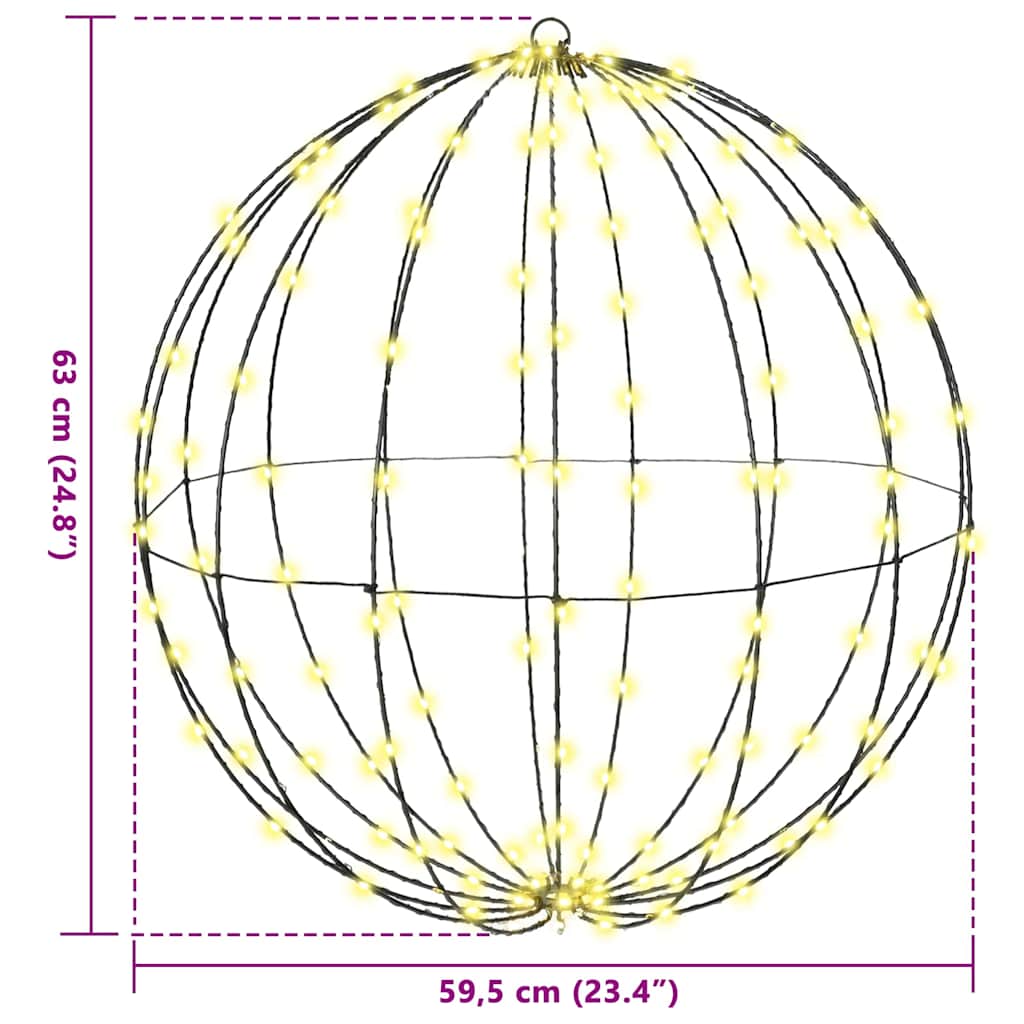 Palla con 384 LED 2 pcs Bianco caldo 60 cm Metallo