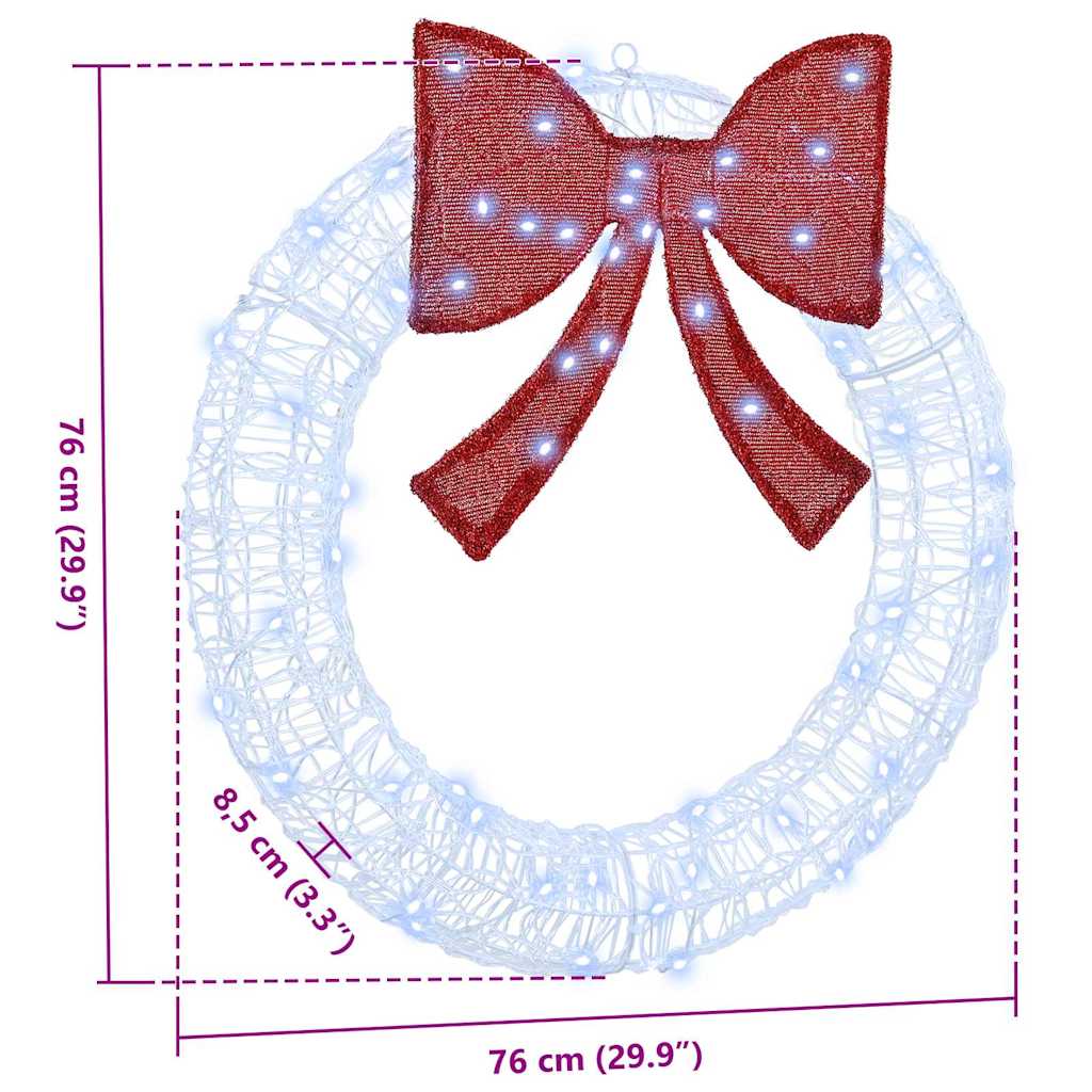 Corona con 60 LED Bianco freddo 76 x 76 x 8,5 cm Acrilico | homemem39