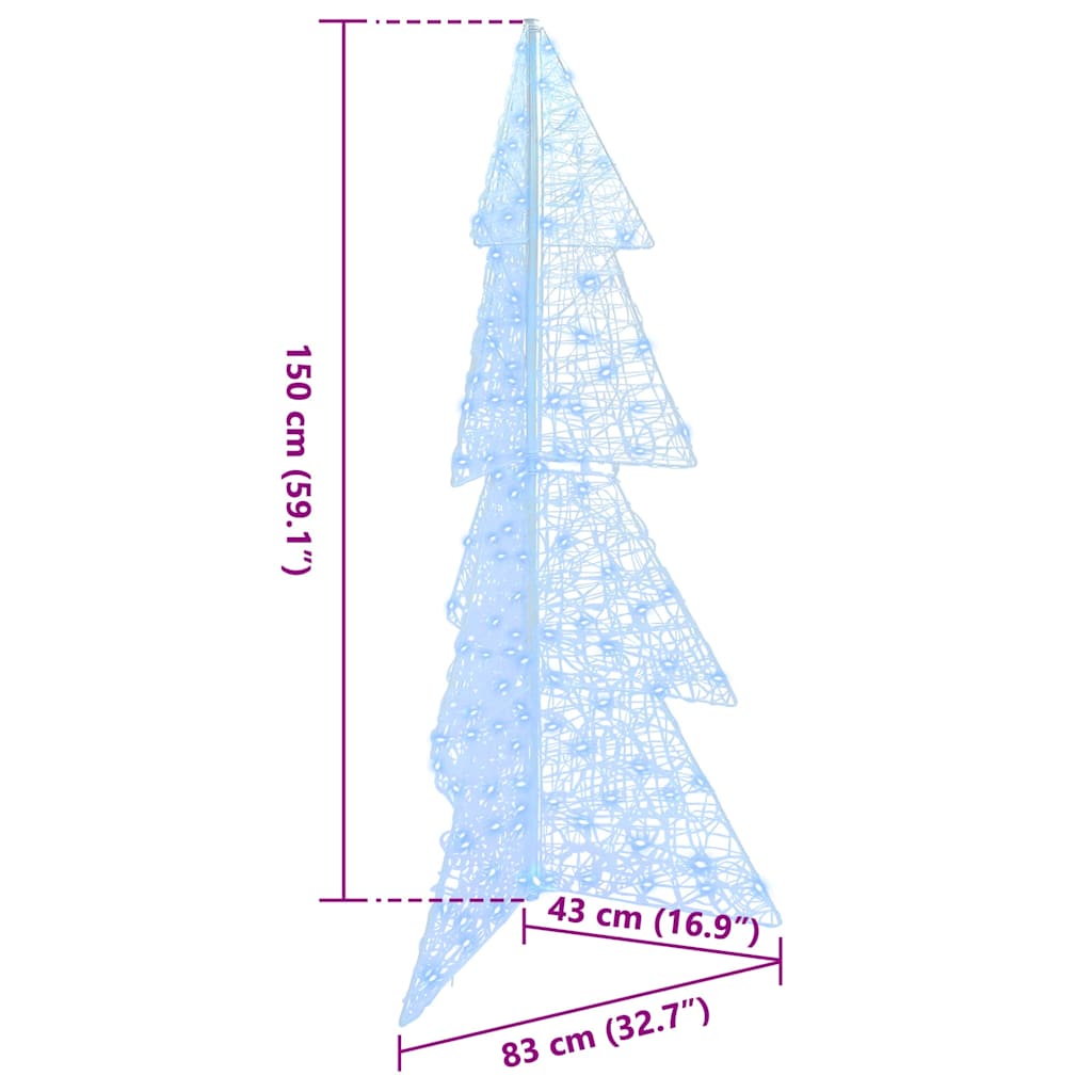Albero di Natale con 160 LED Bianco Freddo 150 cm Acrilico | homemem39