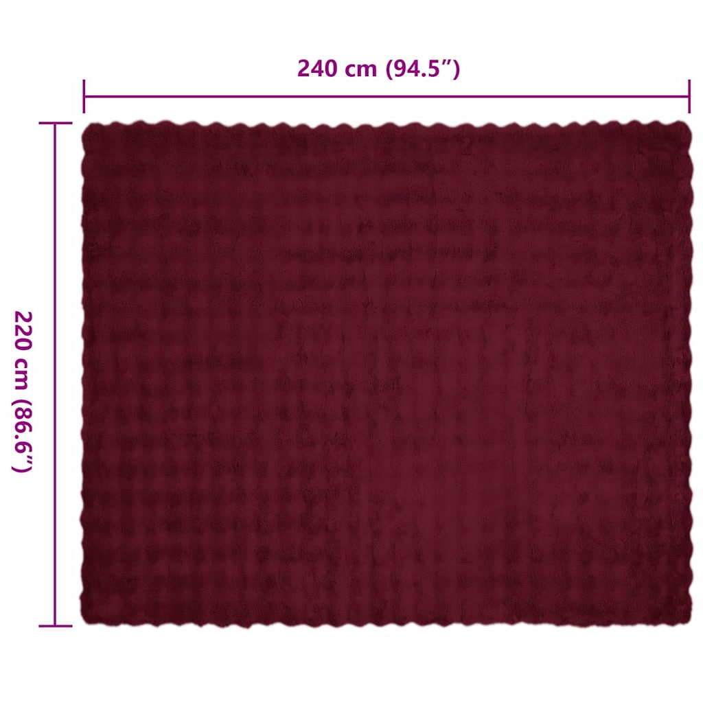 Coperta in Pelliccia di Coniglio Finta 4 pcs Rosso Bordeaux