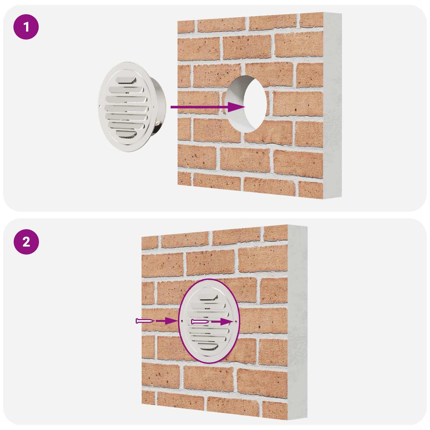 Coperture per ventilazione d'aria 4 pcs Argento 80 mm | homemem39