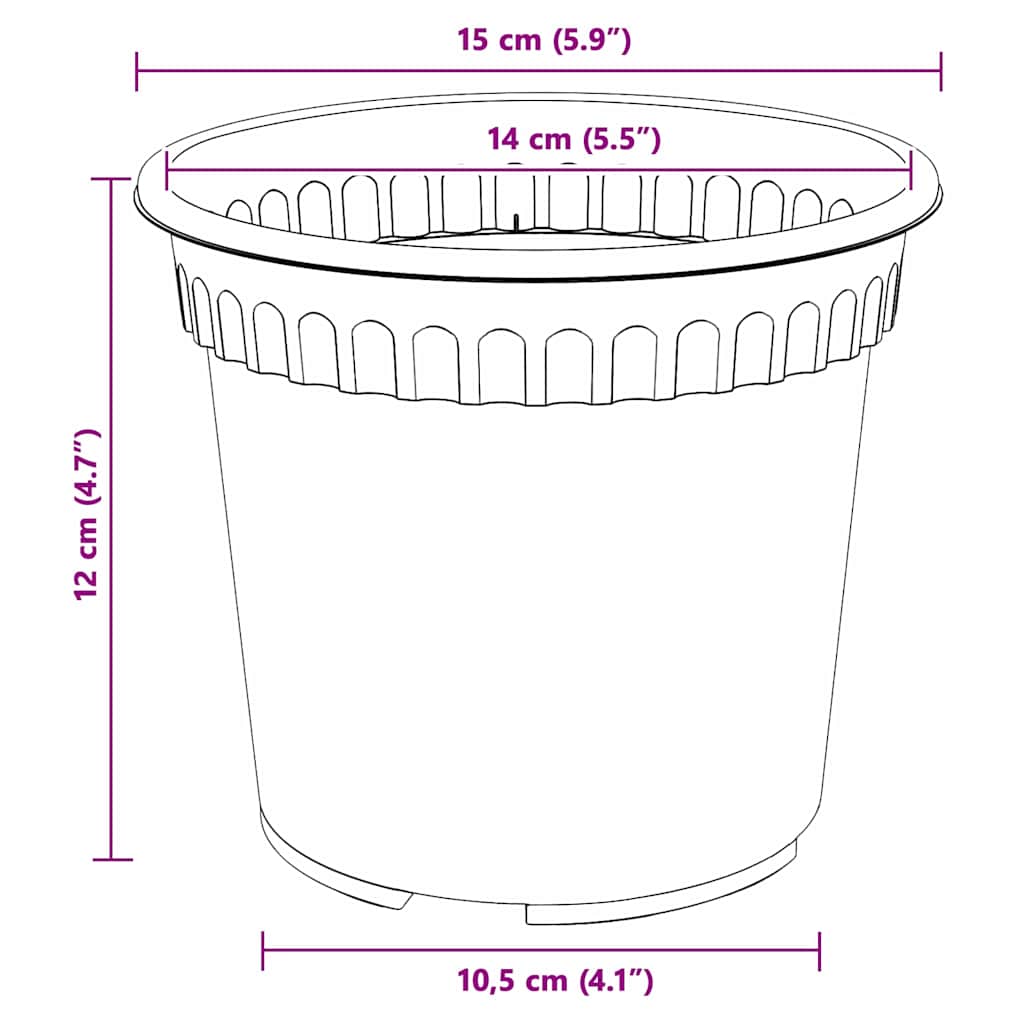 Vaso Rotondo per Fiori 6 pcs Rosso Mattone Ø 15 x 12 cm | homemem39