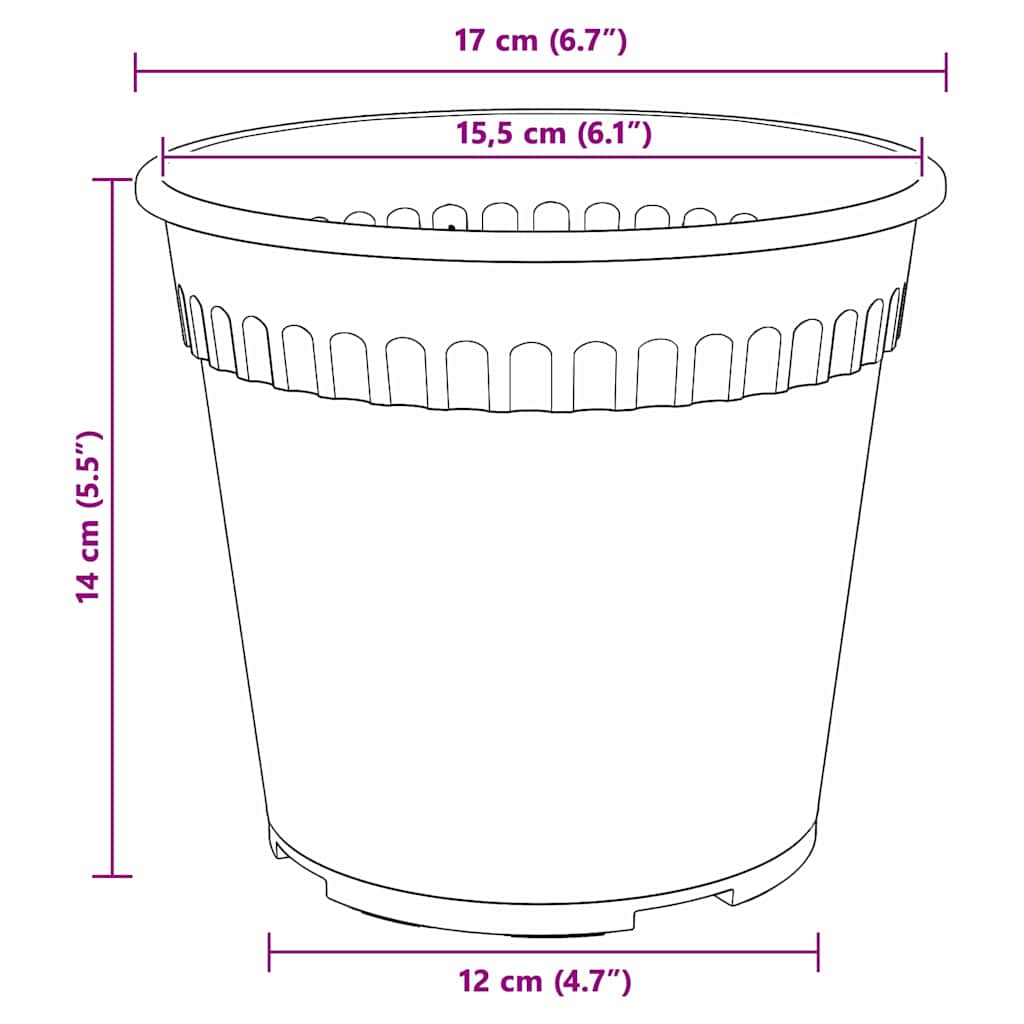 Vaso Rotondo per Fiori 6 pcs Nero Ø 17 x 14 cm Plastica | homemem39