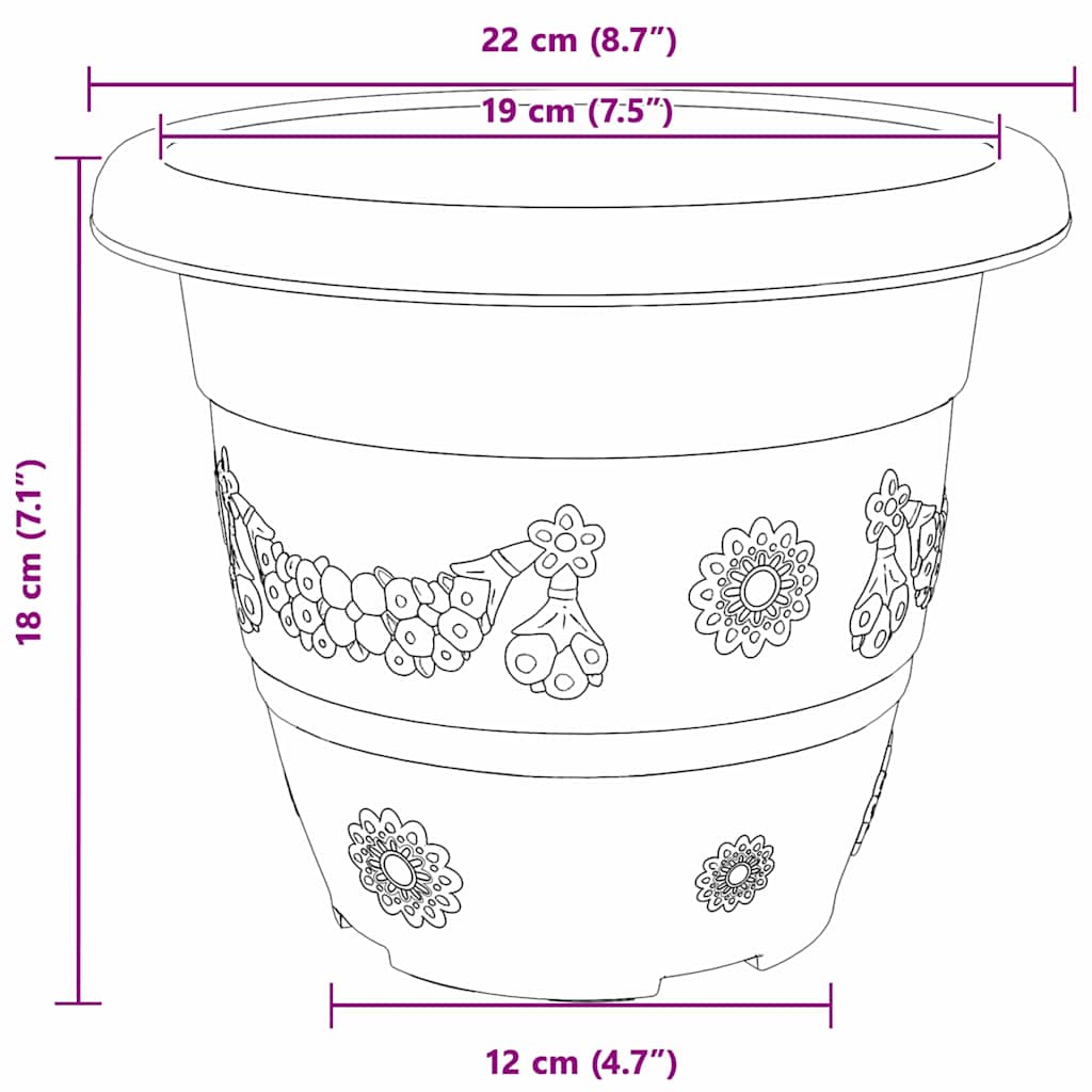 Vaso Rotondo per Fiori 6 pcs Nero Ø 22 x 18 cm Plastica | homemem39