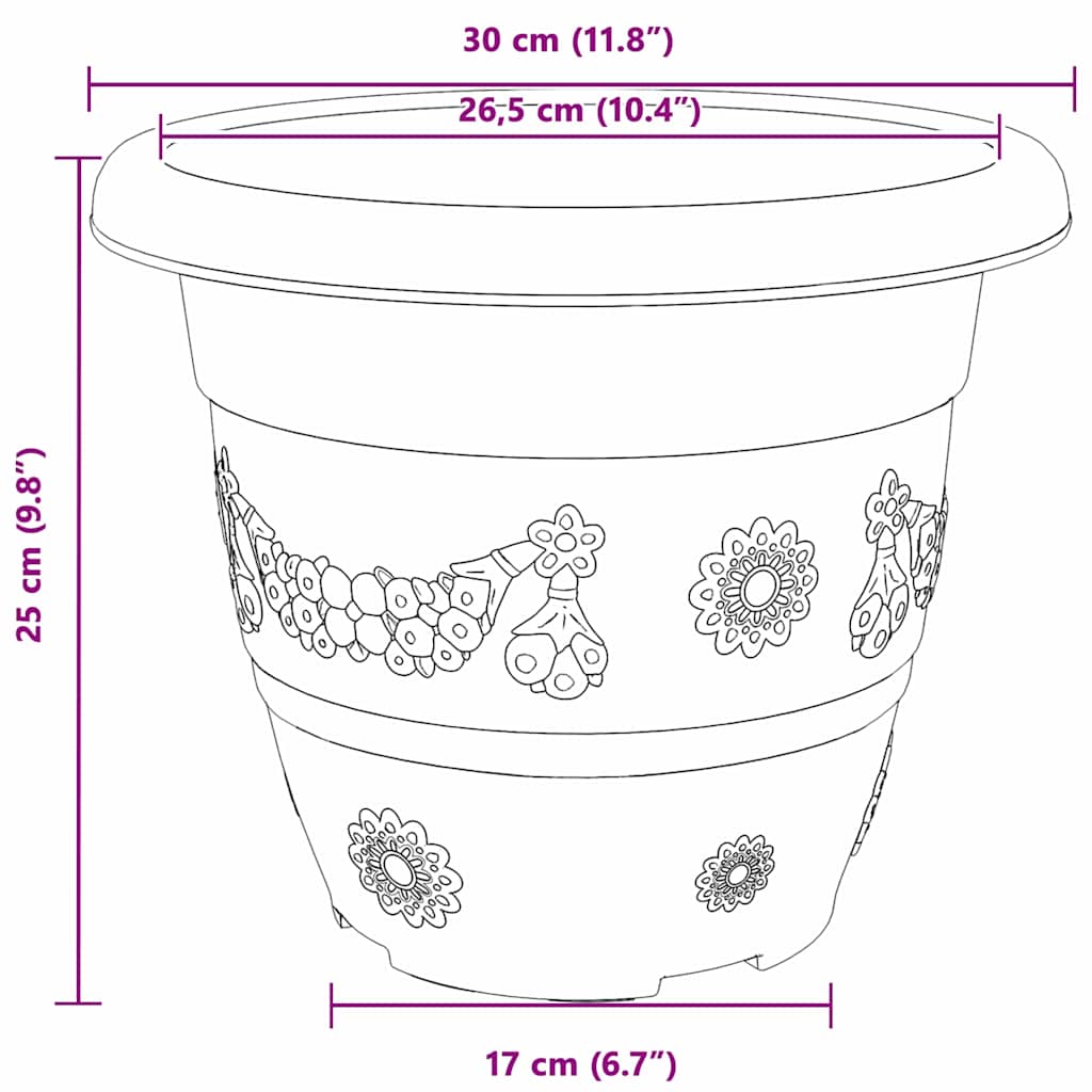 Vaso Rotondo per Fiori 6 pcs Nero Ø 30 x 25 cm Plastica | homemem39