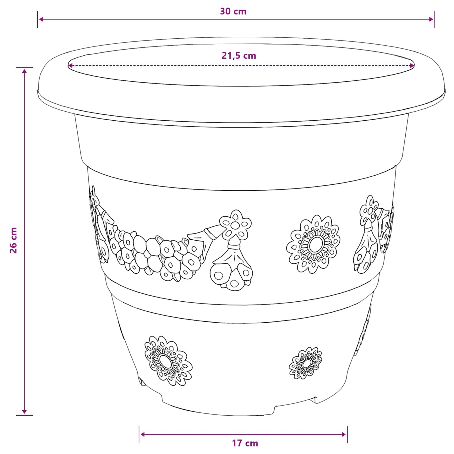 Vaso Rotondo per Fiori 24 pz Rosso Mattone Ø 30 x 25 cm