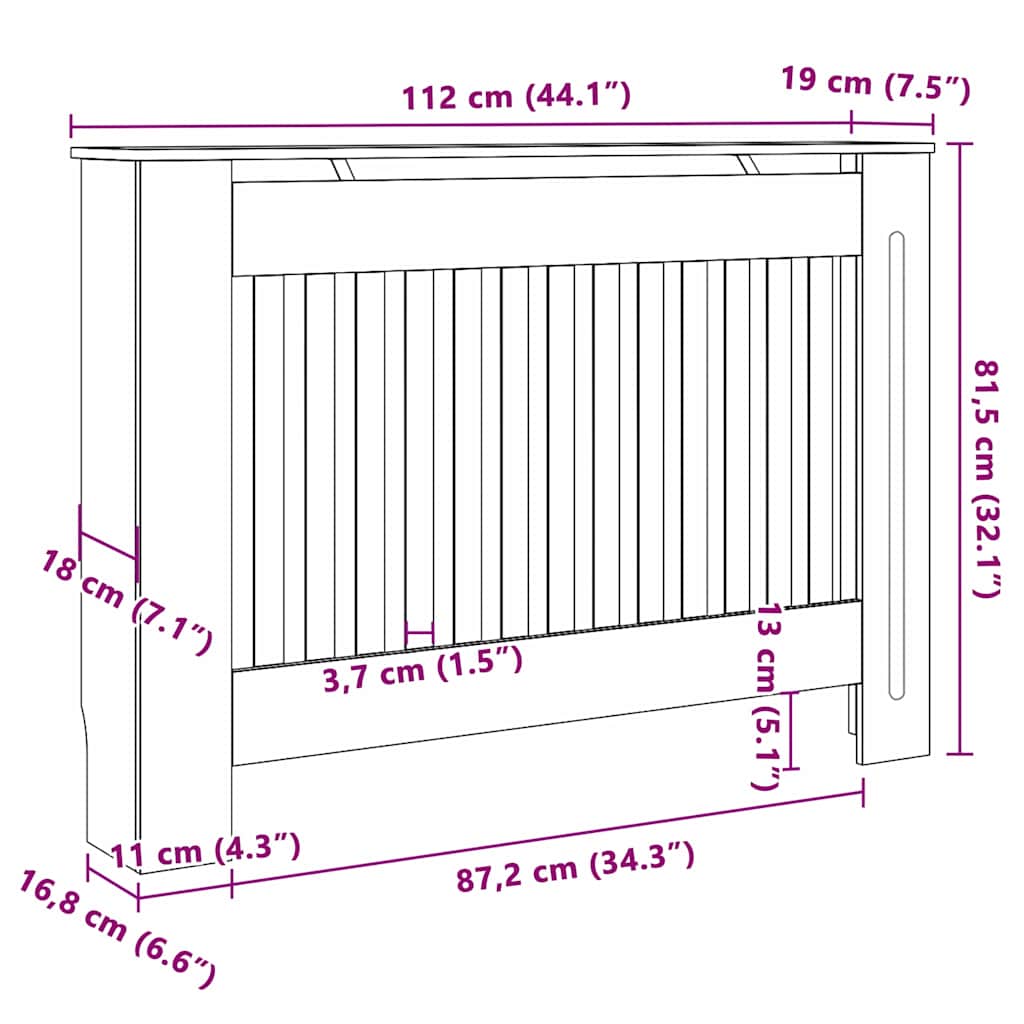 Copertura per radiatori 2 pcs Marrone 112x19x81,5cm