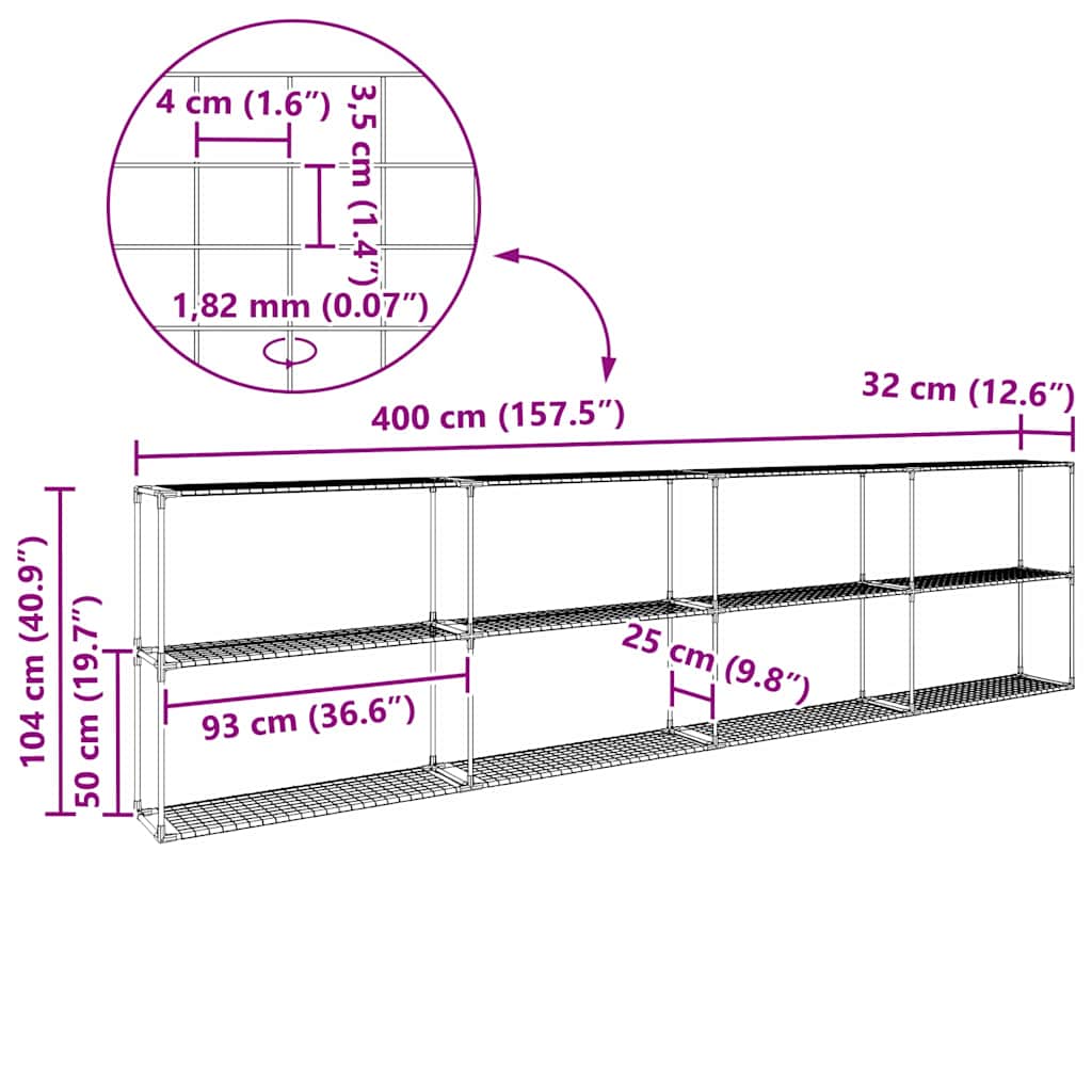 Supporto per piante a 3 livelli Nero 400 x 32 x 104 cm Acciaio | homemem39