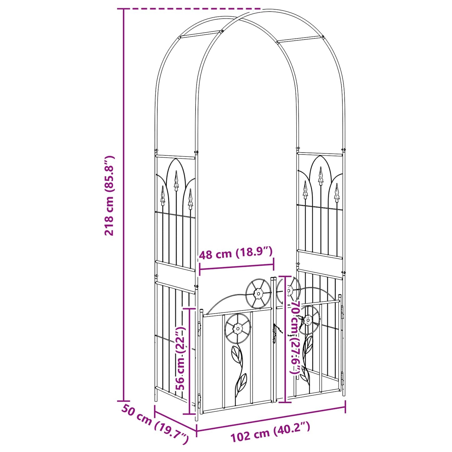 Arco da Giardino con blocco Nero 102 x 50 x 218 cm | homemem39