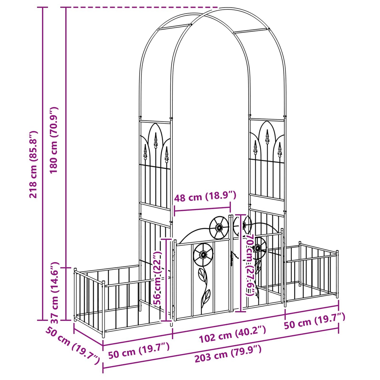 Arco da Giardino con blocco Verde 203 x 50 x 218 cm