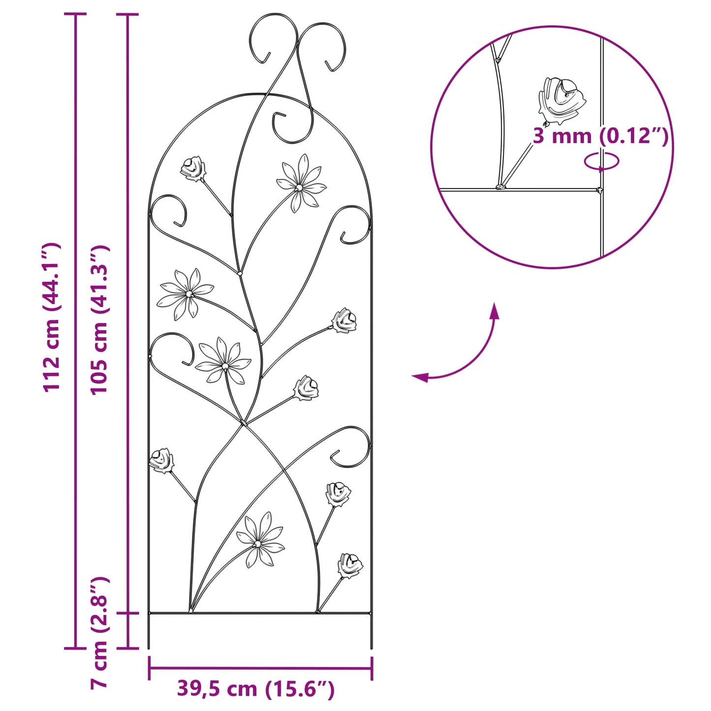 Recinzione per Giardino 3 pcs Verde 112 x 39,5 cm Acciaio | homemem39