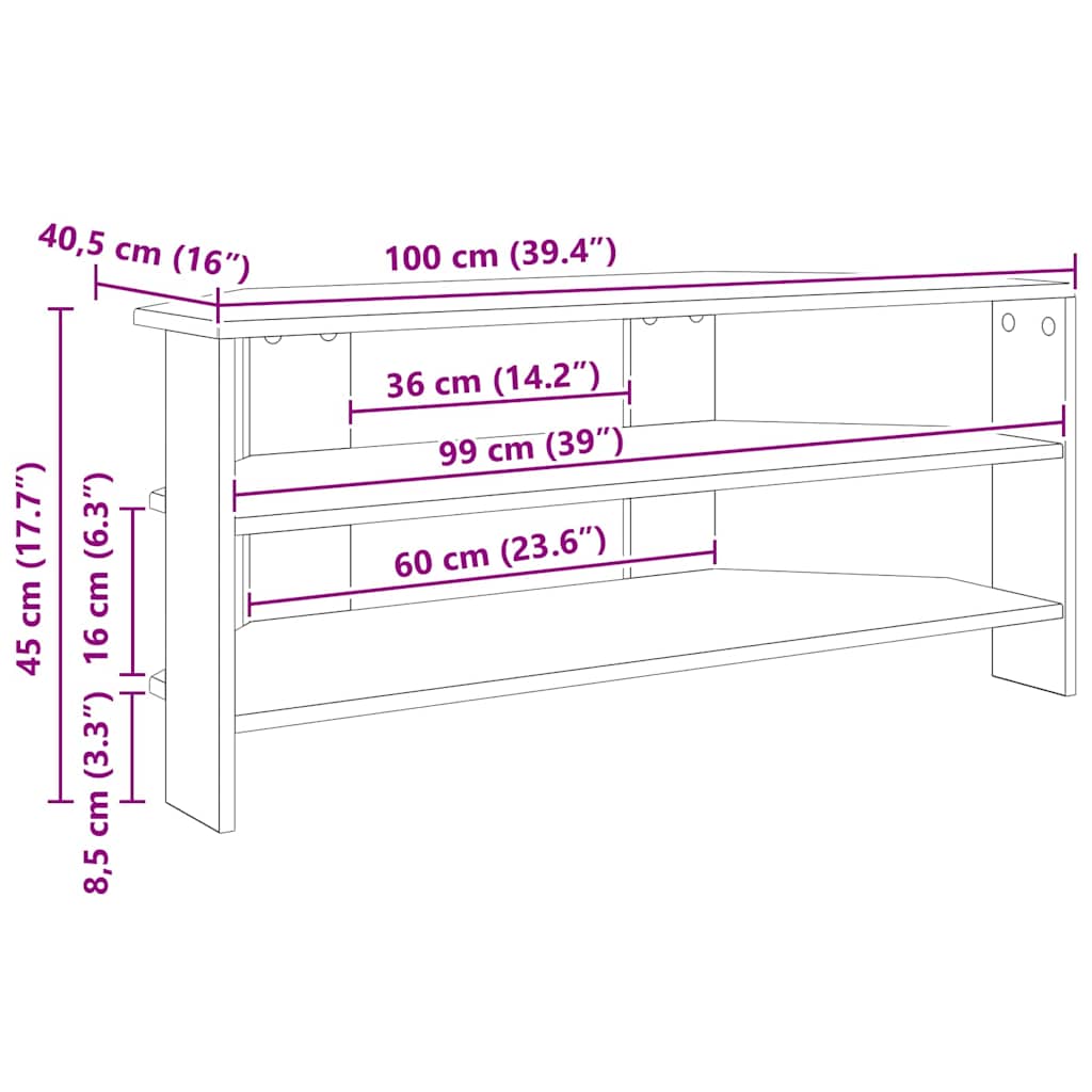 MobileTVAngolare Bianco ad Alto Lucido 102x40,5x45cm