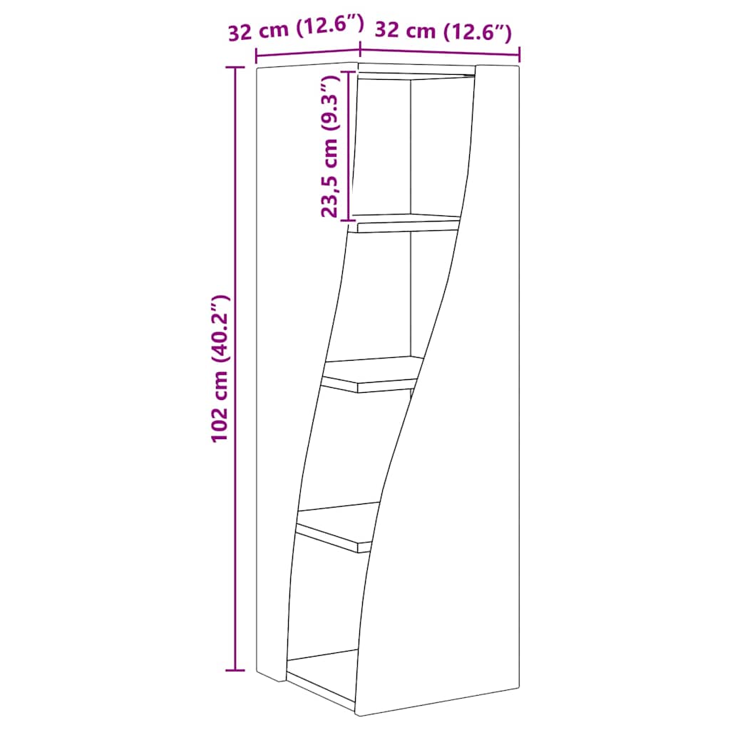 Mobile angolare Nero 32x32x102cm Legno multistrato | homemem39