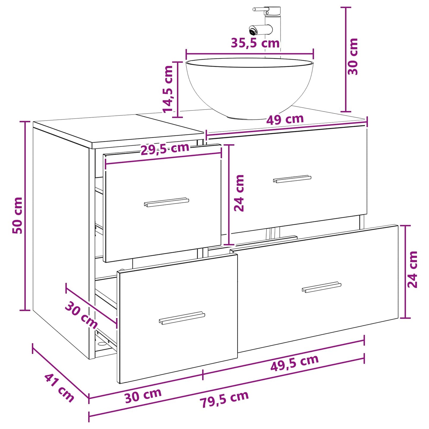 Set di mobili per il bagno 2 pcs Rovere Fumo | homemem39