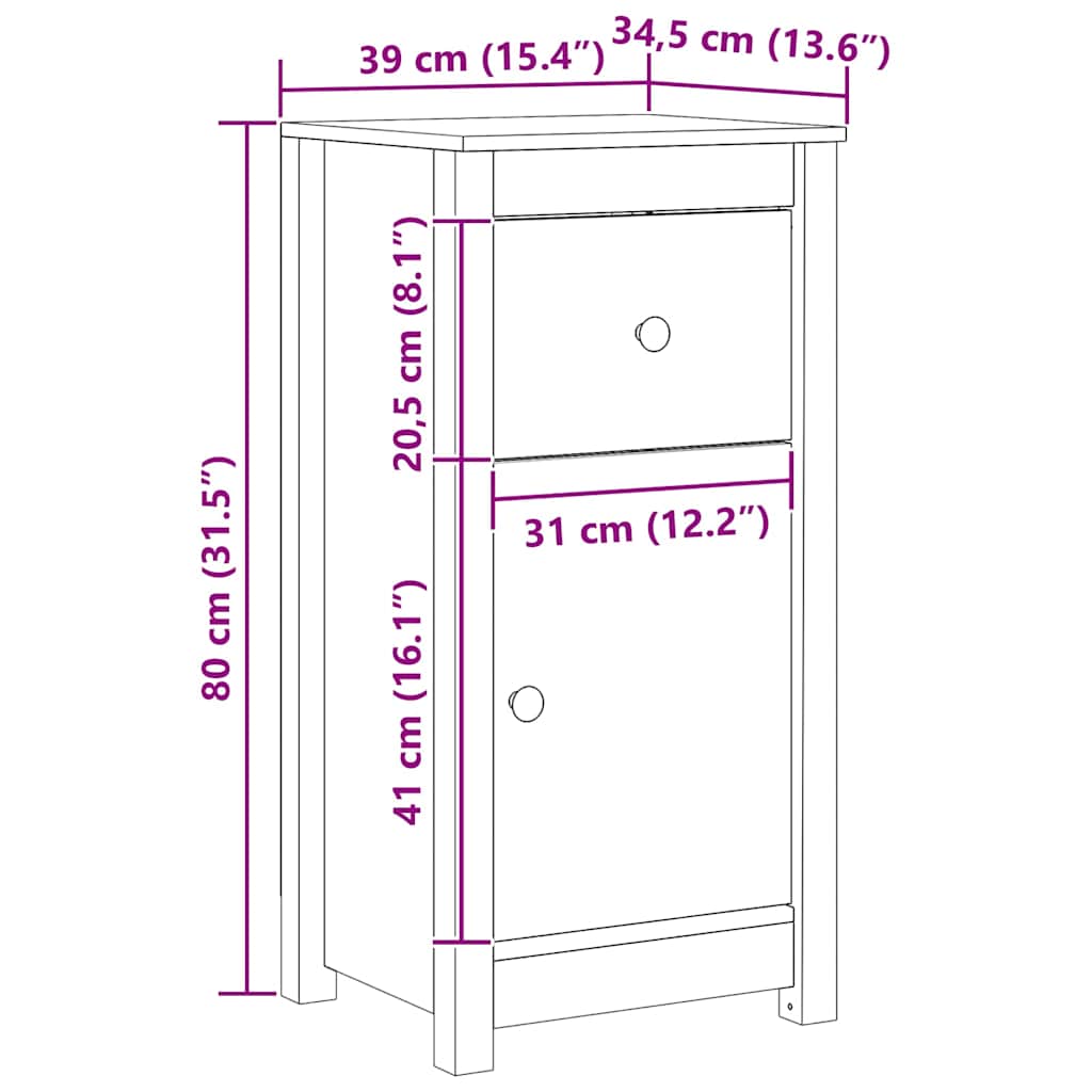 Credenza 2 pcs Marrone cerato 39 x 34,5 x 80 cm Pino massello | homemem39