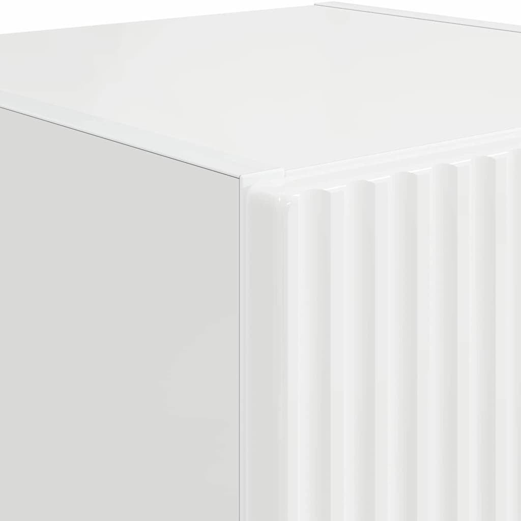 Mobile TV da parete 2 pz Bianco Lucido Legno ingegnerizzato