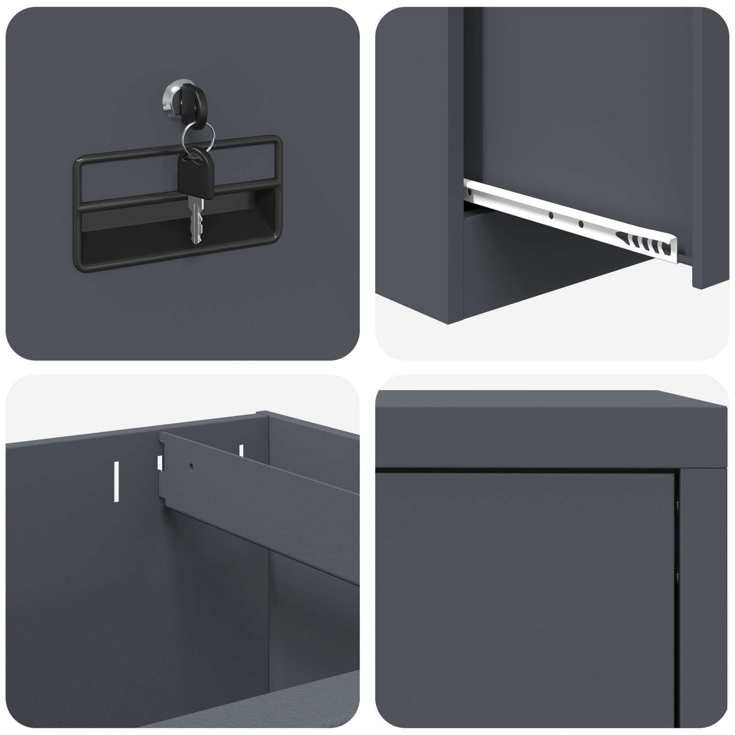 Armadio per File con cassetto Antracite 45,5 x 42 x 74,5 cm | homemem39