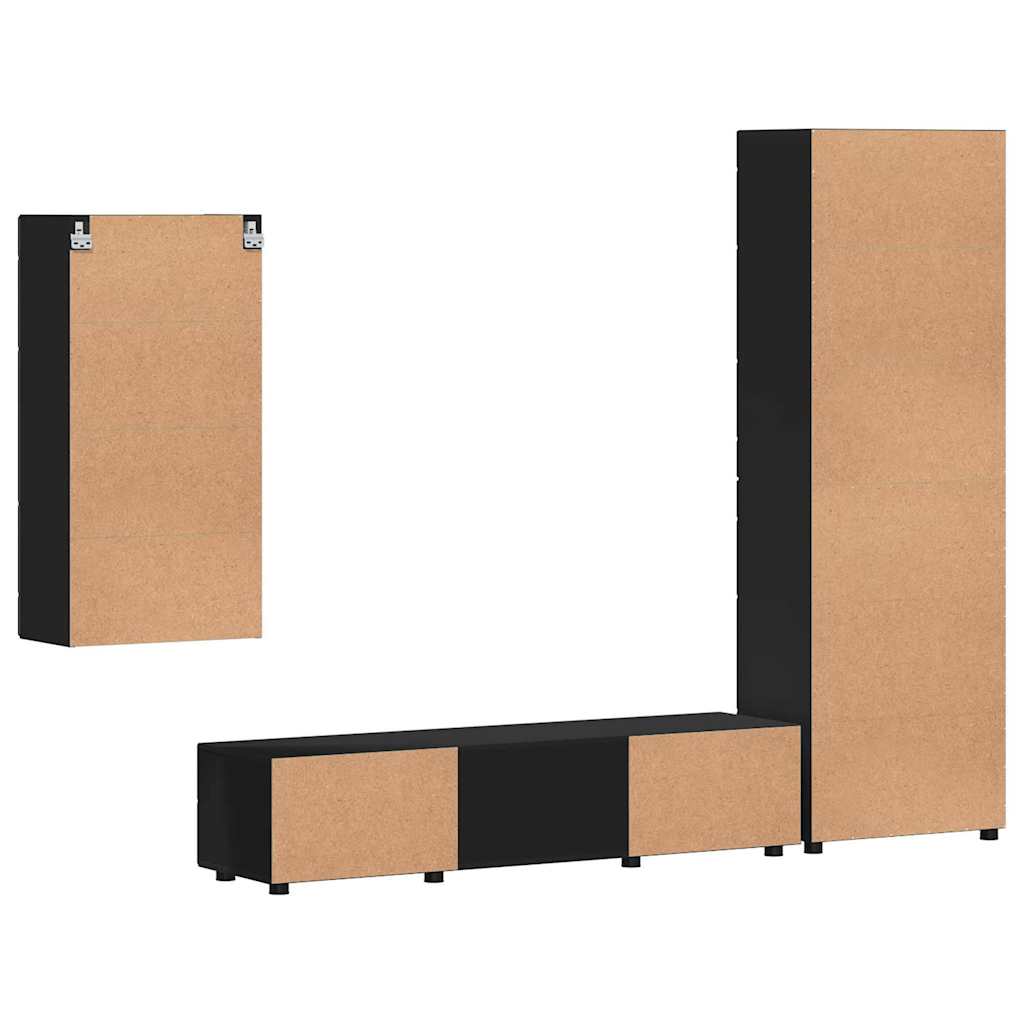 Set mobile TV FLORIN 3 pz Nero Legno ingegnerizzato