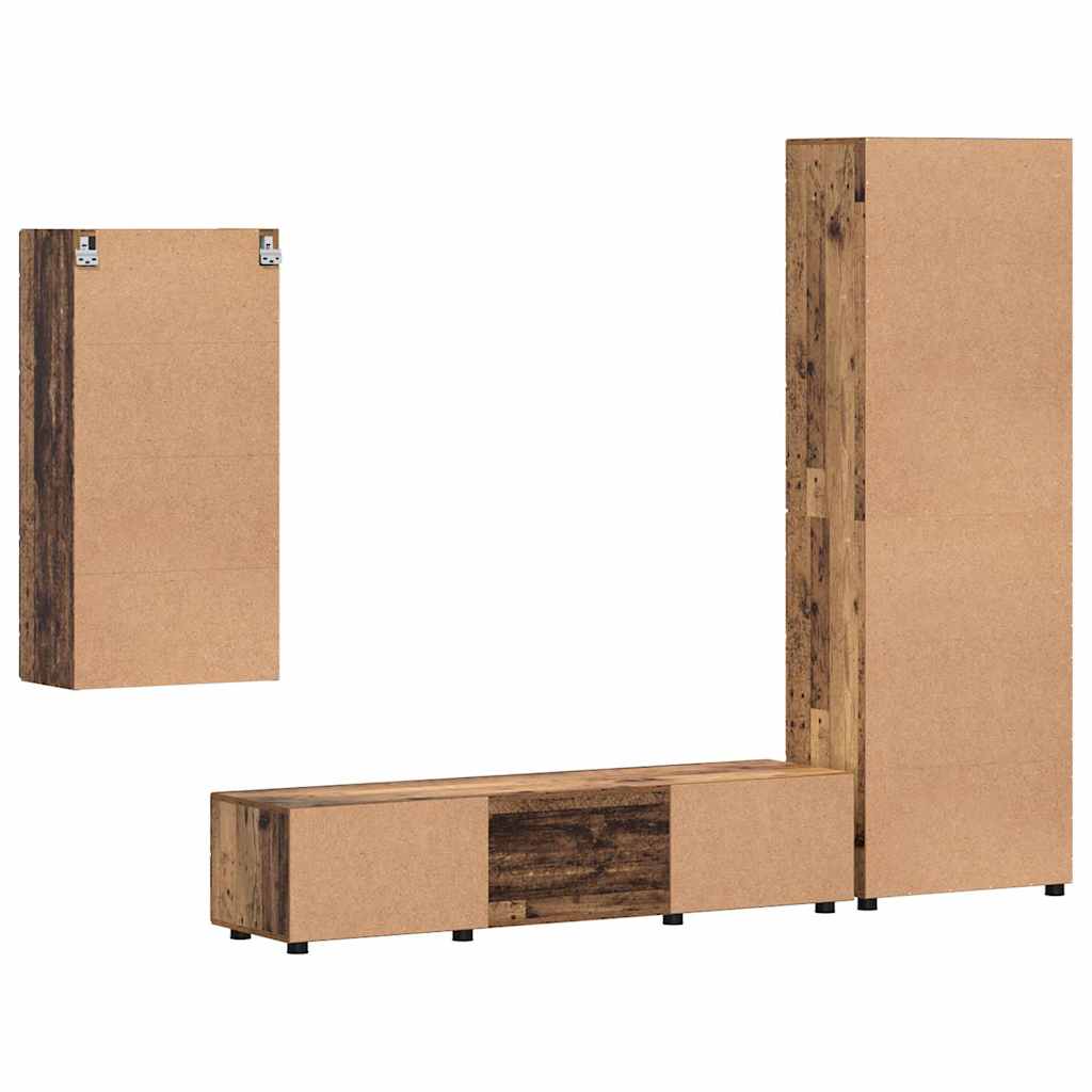Set mobile TV FLORIN 3 pcs Legno vecchio Legno multistrato | homemem39