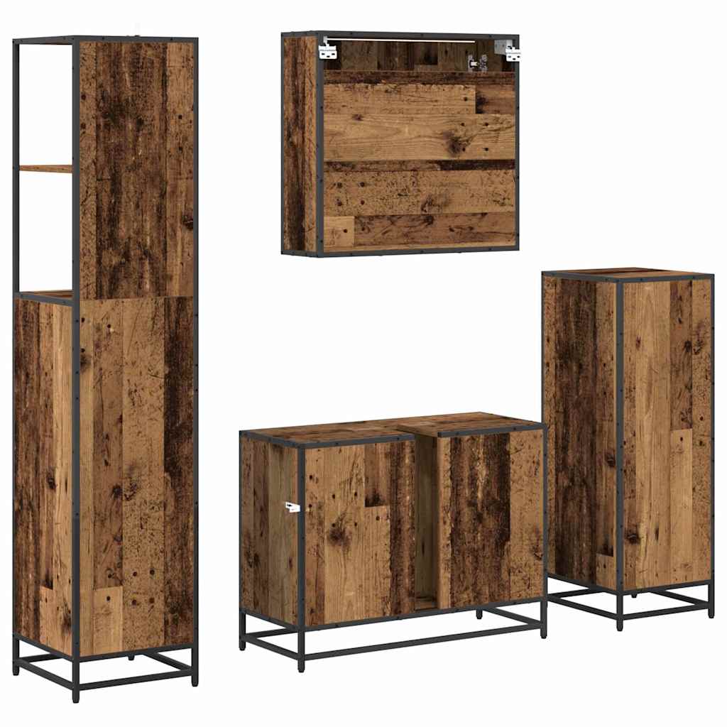 Set di mobili per il bagno 4 pz Legno vecchio 80 x 33 x 60 cm