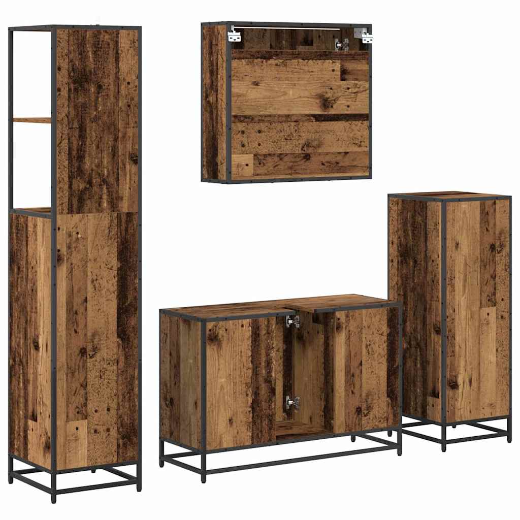 Set di mobili per il bagno 4 pz Legno vecchio 90 x 33 x 60 cm