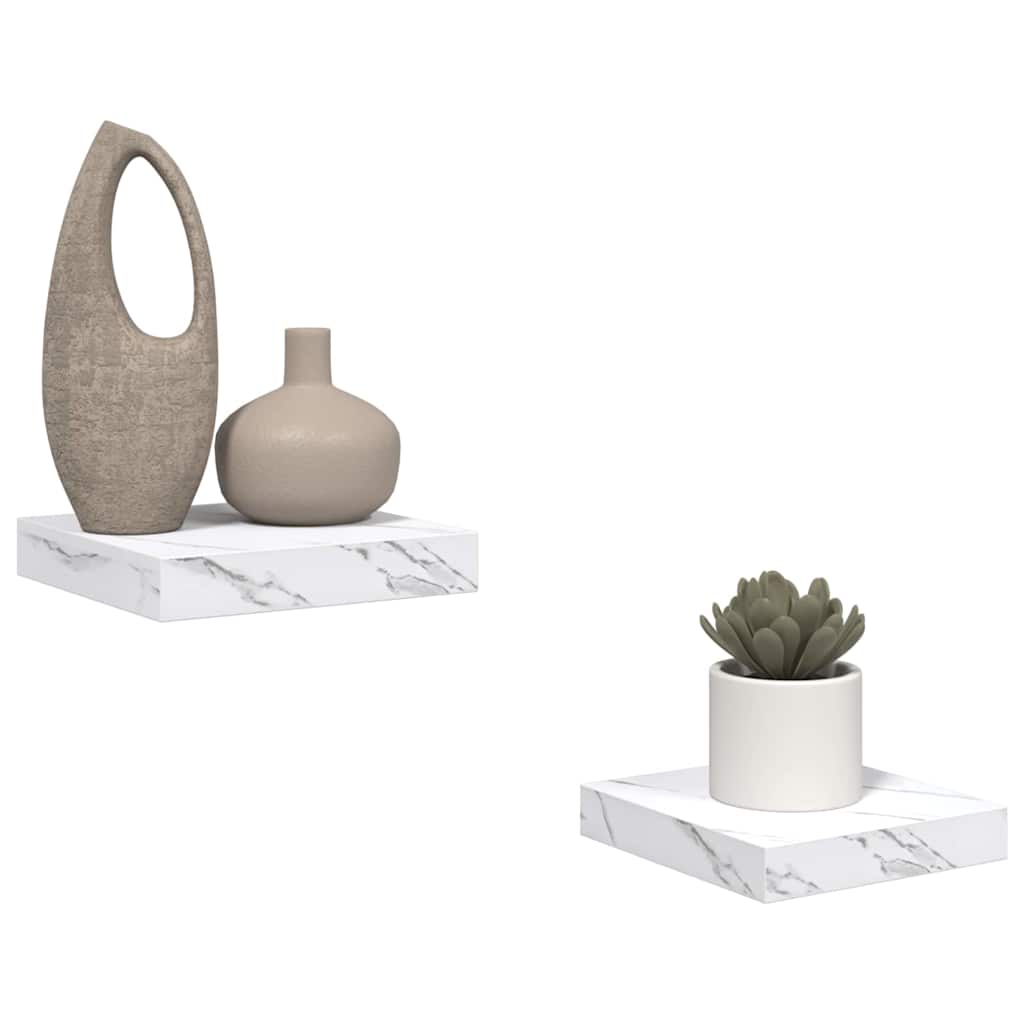 Scaffale da parete 2 pz Marmo Bianco 23 x 23,5 x 3,8 cm - homemem39