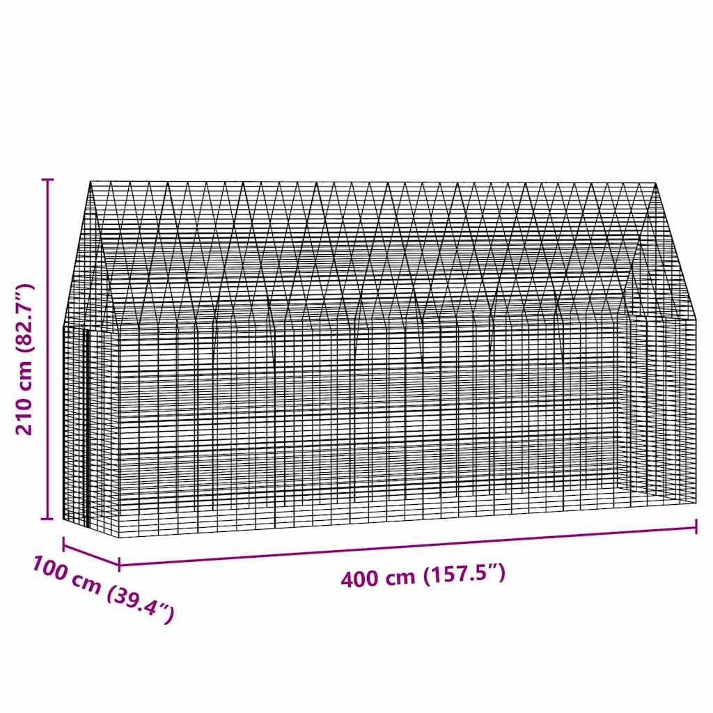 Gabbia per Conigli Argento 400 x 100 x 210 cm Acciaio zincato | homemem39