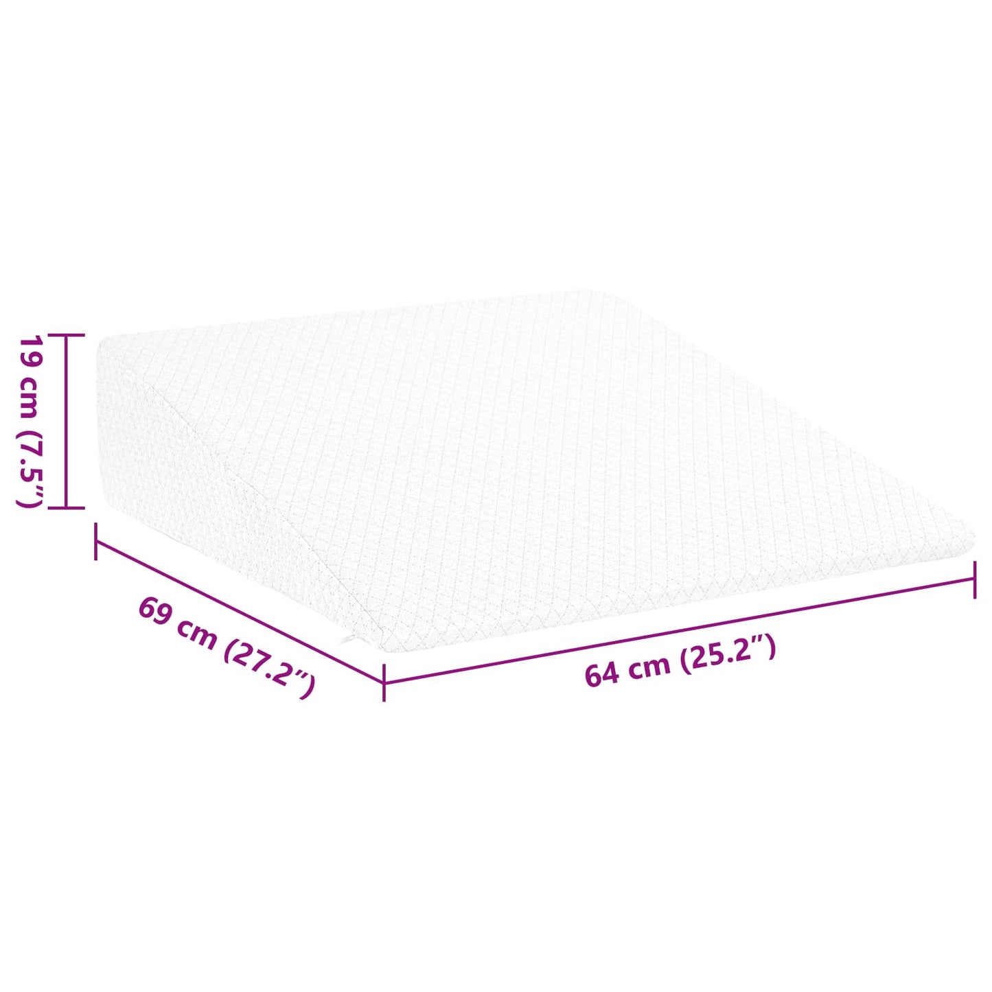 Cuscino a Wedge Bianco 69 x 64 x 19 cm Schiuma Memory | homemem39