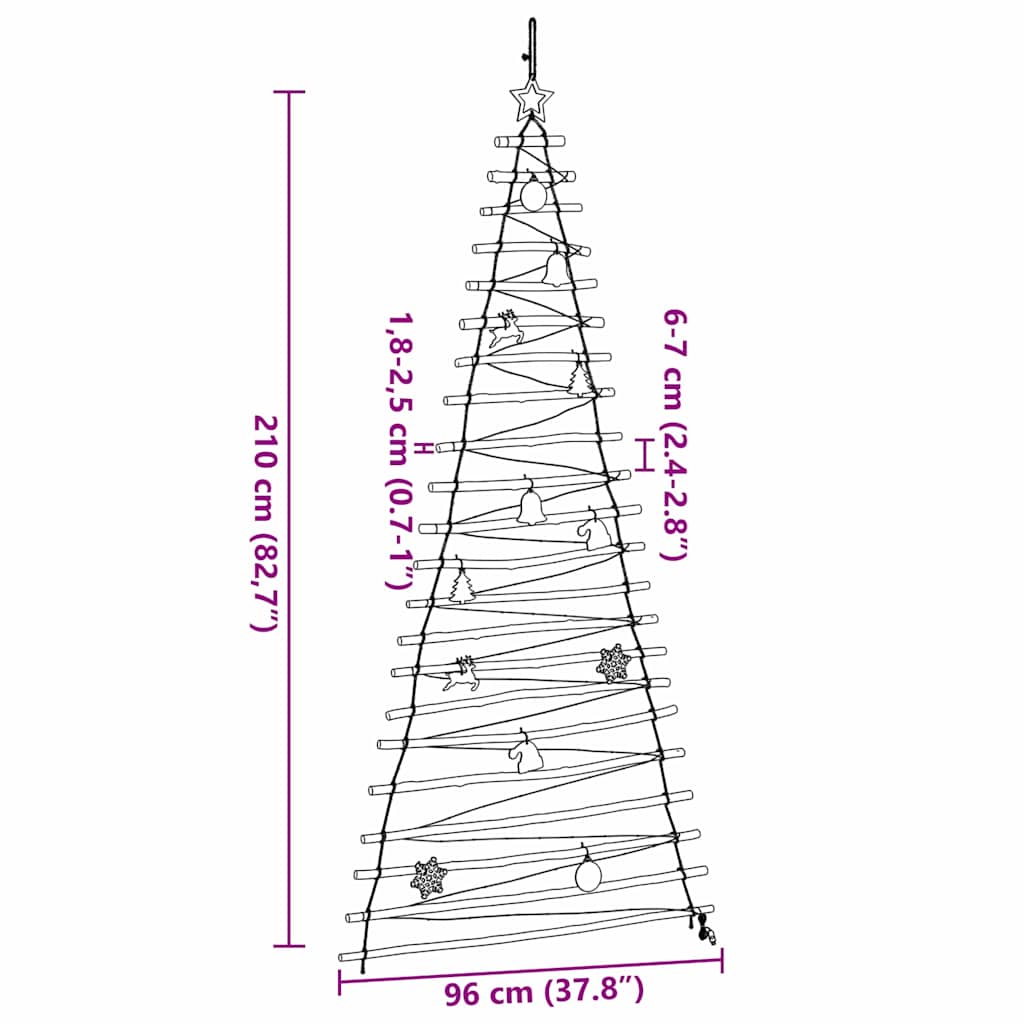 Albero di Natale Naturale 210 cm legno massiccio di frassino