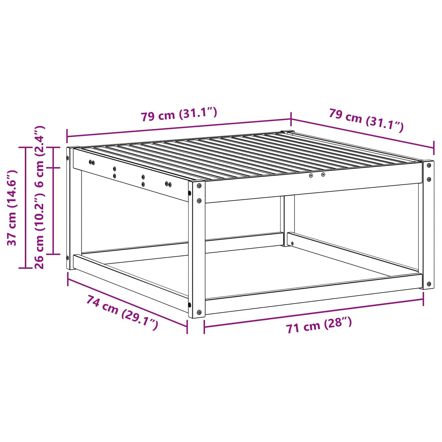 Tavolo da Esterno Naturale 79 x 79 x 37 cm | homemem39