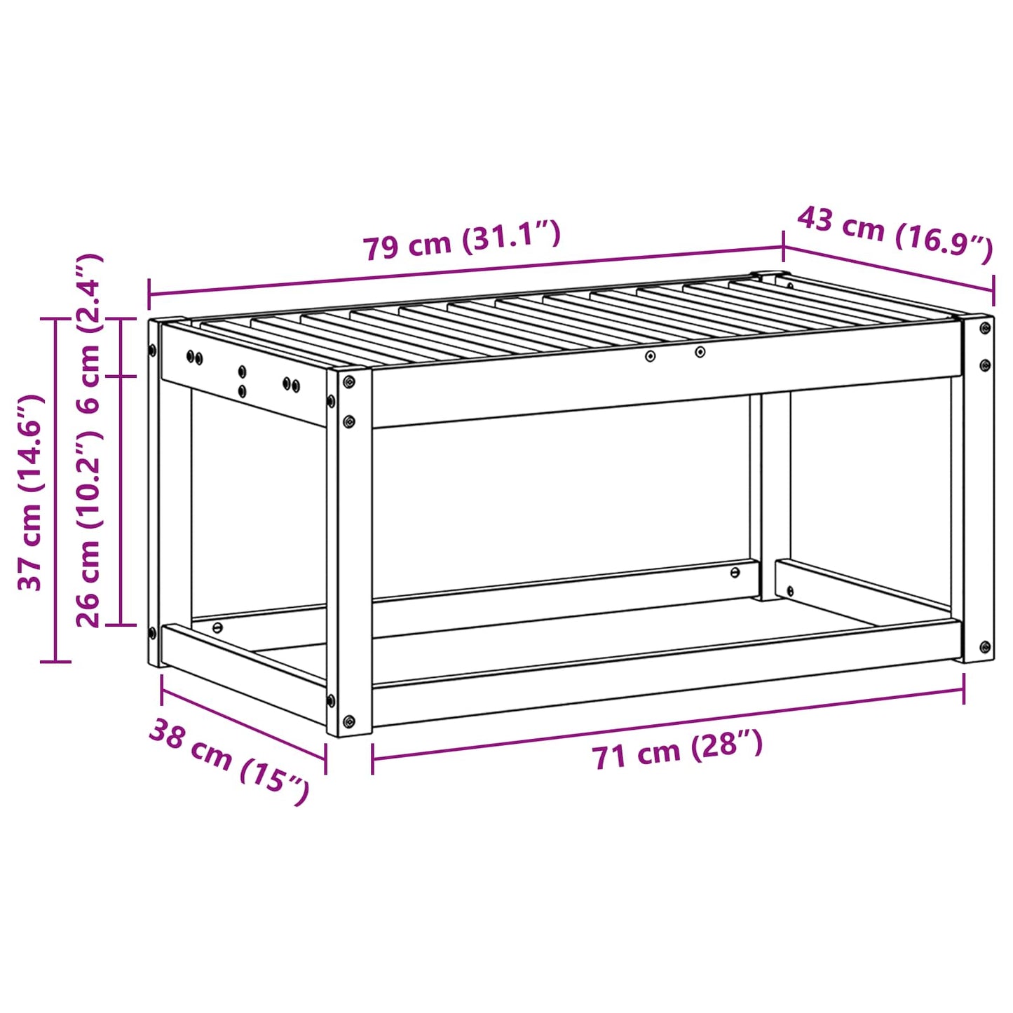 Sgabello da Esterno Naturale 79 x 43 x 37 cm